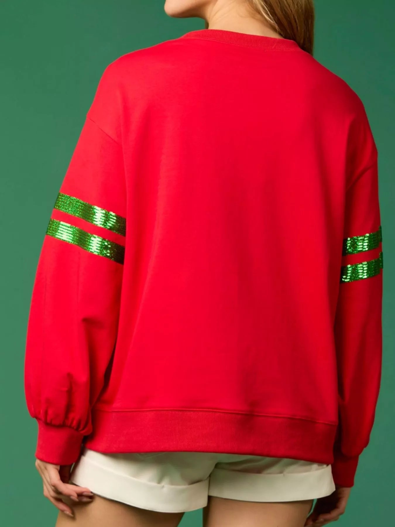 Christmas Sequin Santa Hat Holiday Sweatshirt - MAD RUFFI