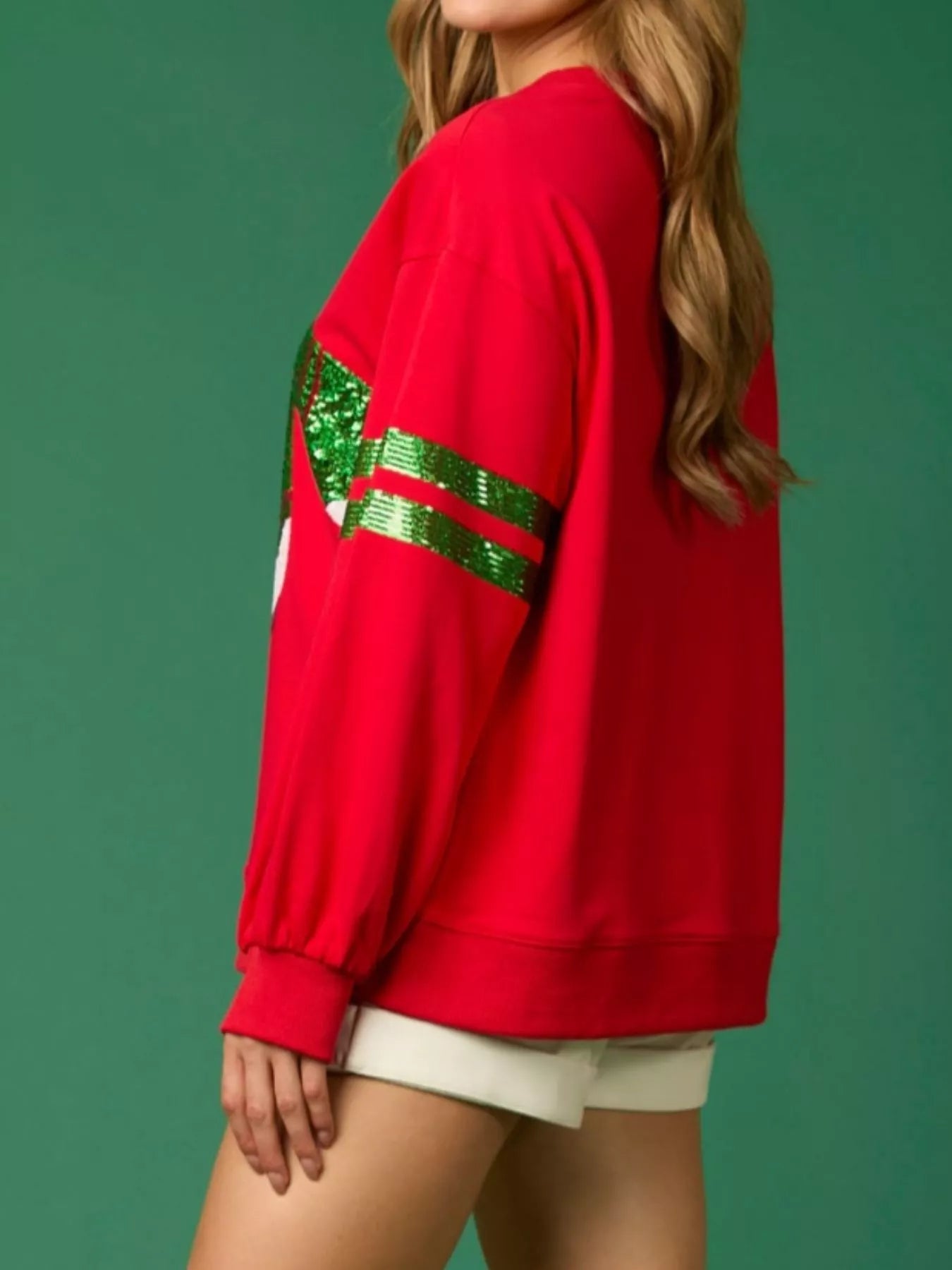 Christmas Sequin Santa Hat Holiday Sweatshirt - MAD RUFFI