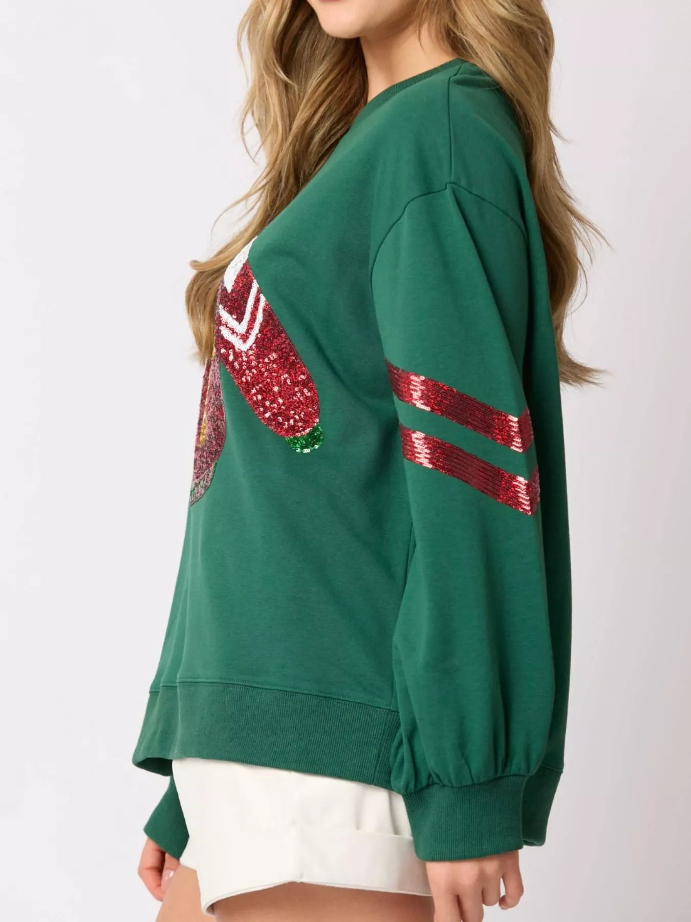 Christmas Sequin Santa Hat Holiday Sweatshirt - MAD RUFFI