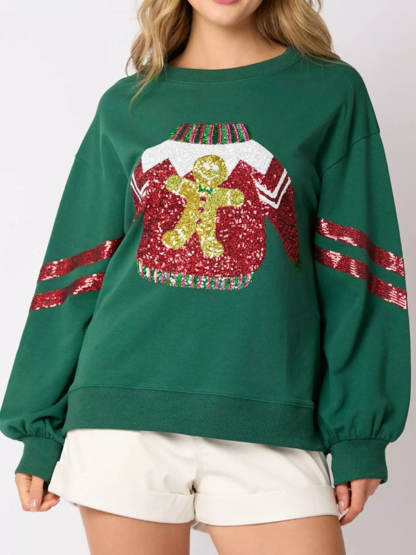 Christmas Sequin Santa Hat Holiday Sweatshirt - MAD RUFFI
