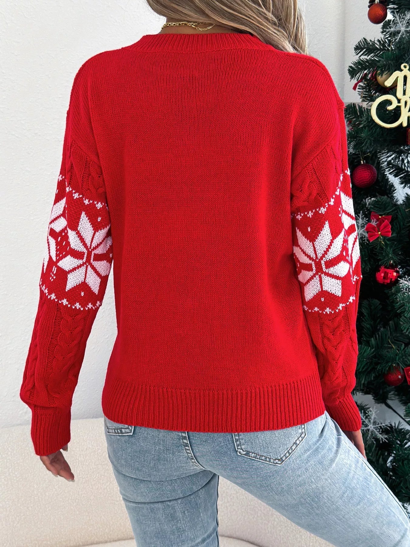 Christmas Snowflake Cable Knit Sweater - MAD RUFFI