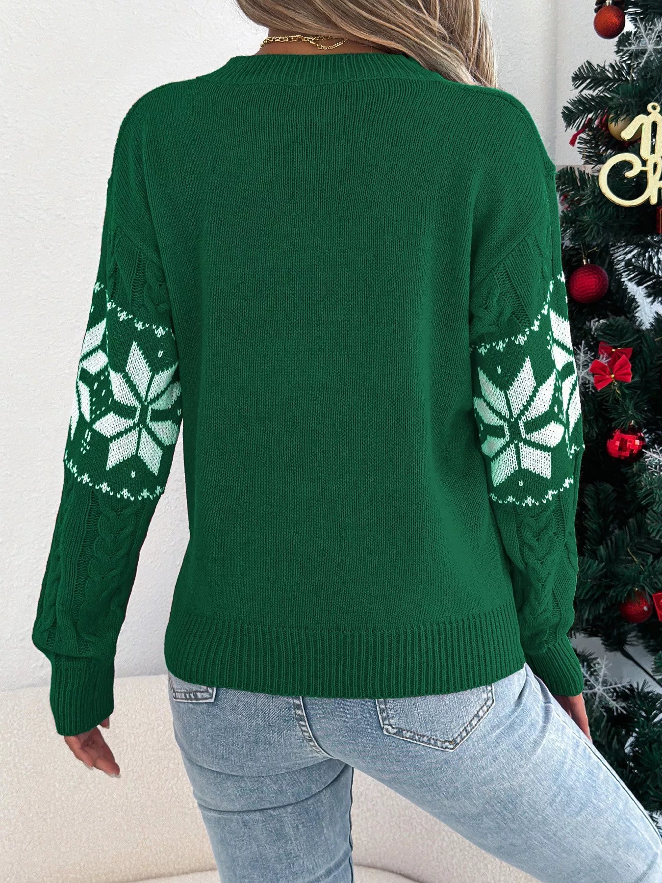 Christmas Snowflake Cable Knit Sweater - MAD RUFFI
