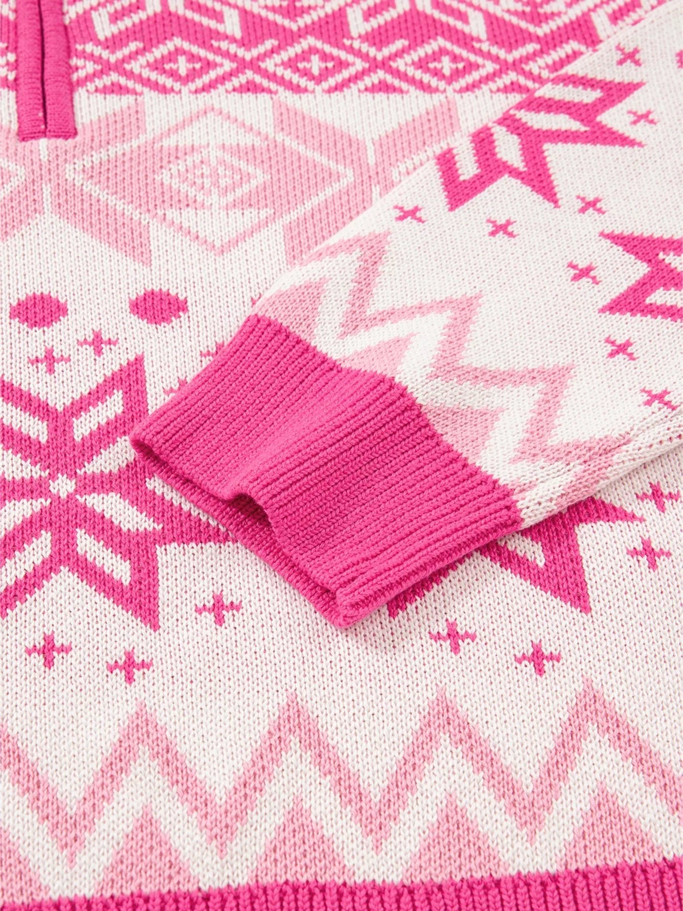 Christmas Snowflake Quarter Zip Collard Sweater - MAD RUFFI