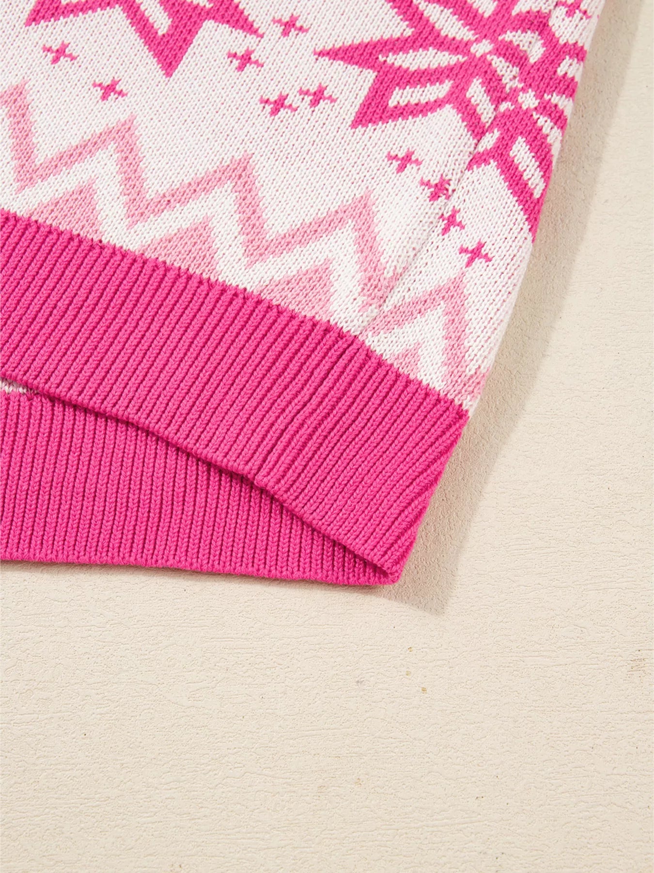 Christmas Snowflake Quarter Zip Collard Sweater - MAD RUFFI