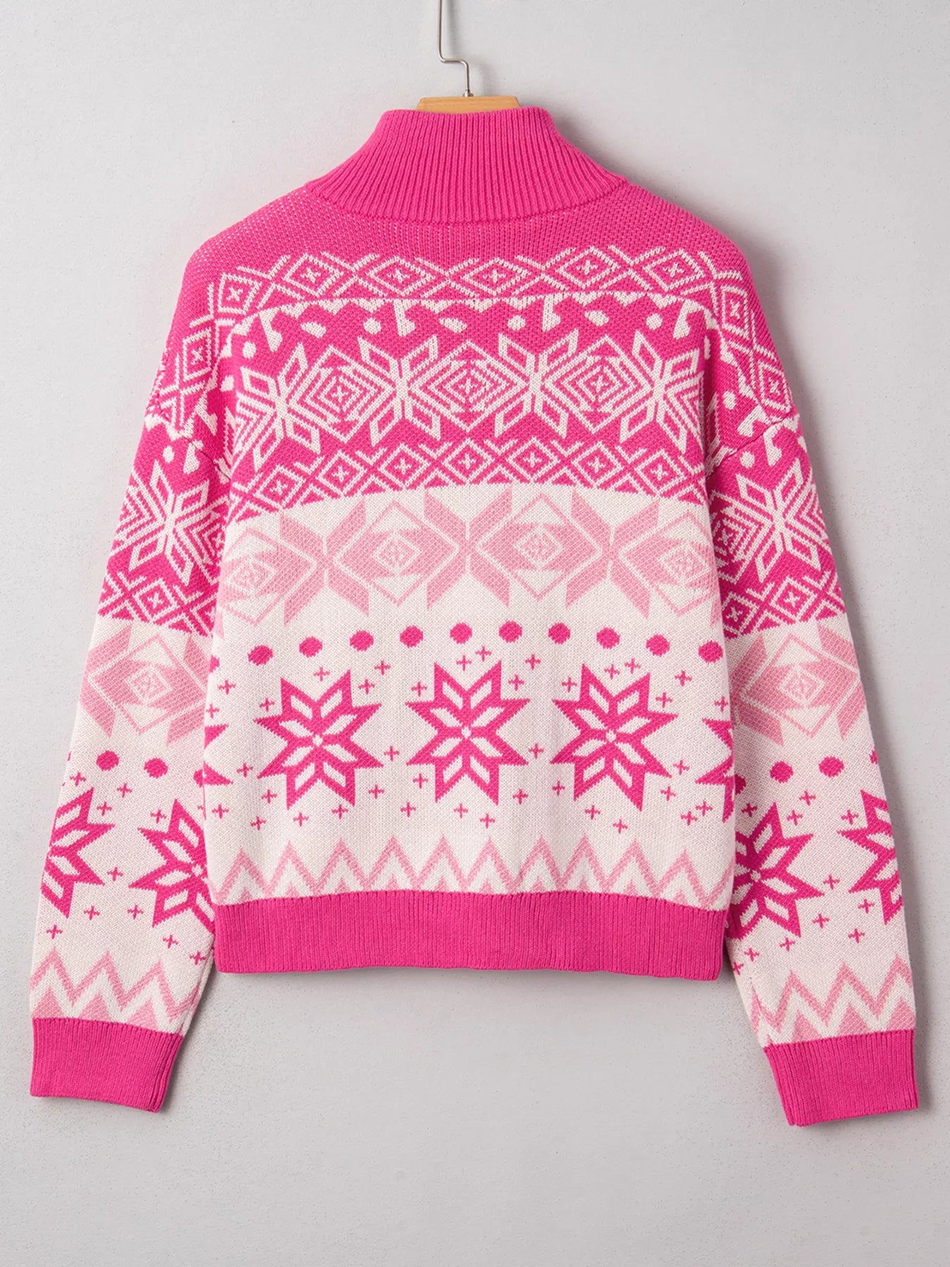 Christmas Snowflake Quarter Zip Collard Sweater - MAD RUFFI