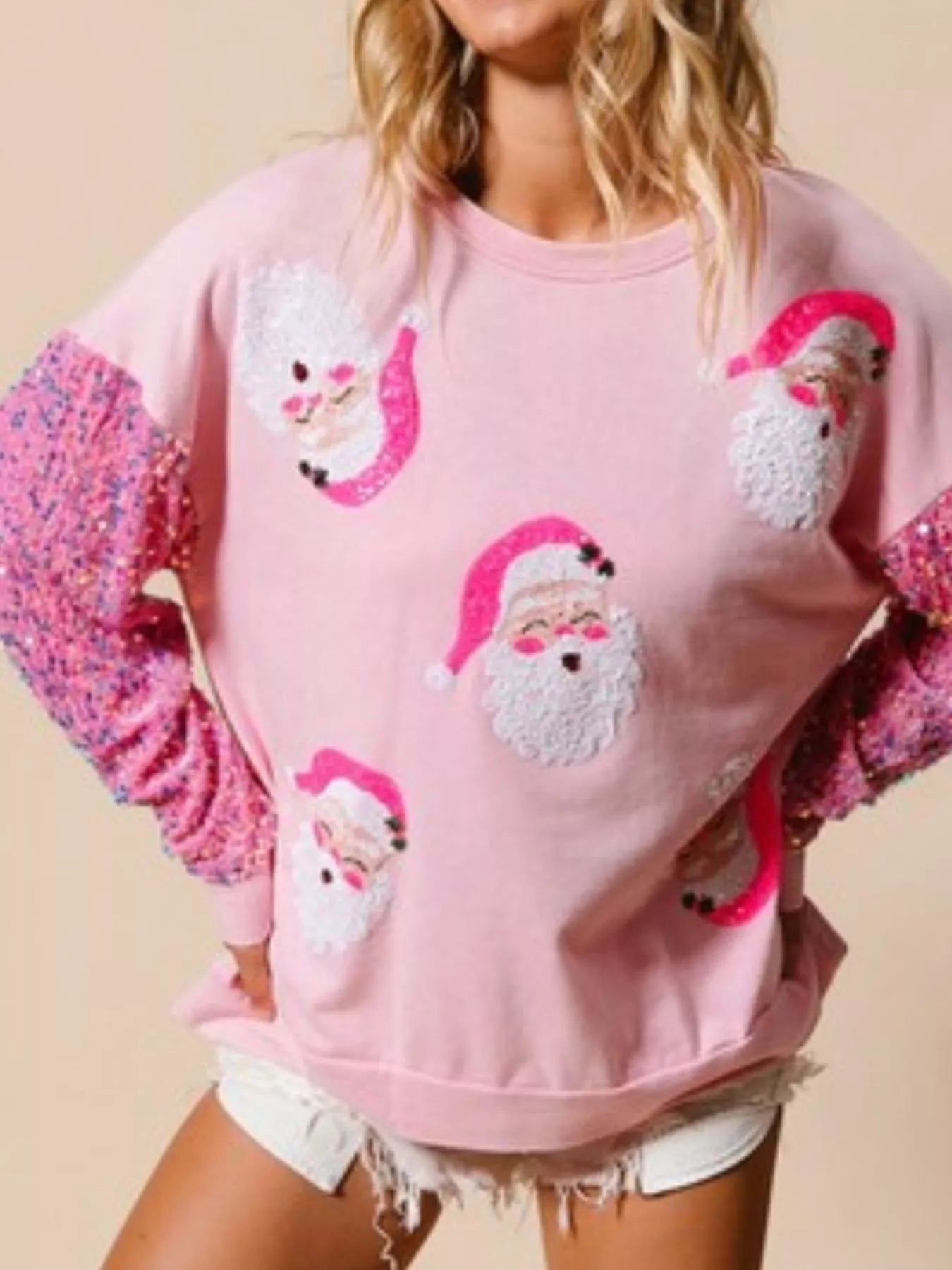 Christmas Theme Sequin Long Sleeve Sweatshirt - MAD RUFFI