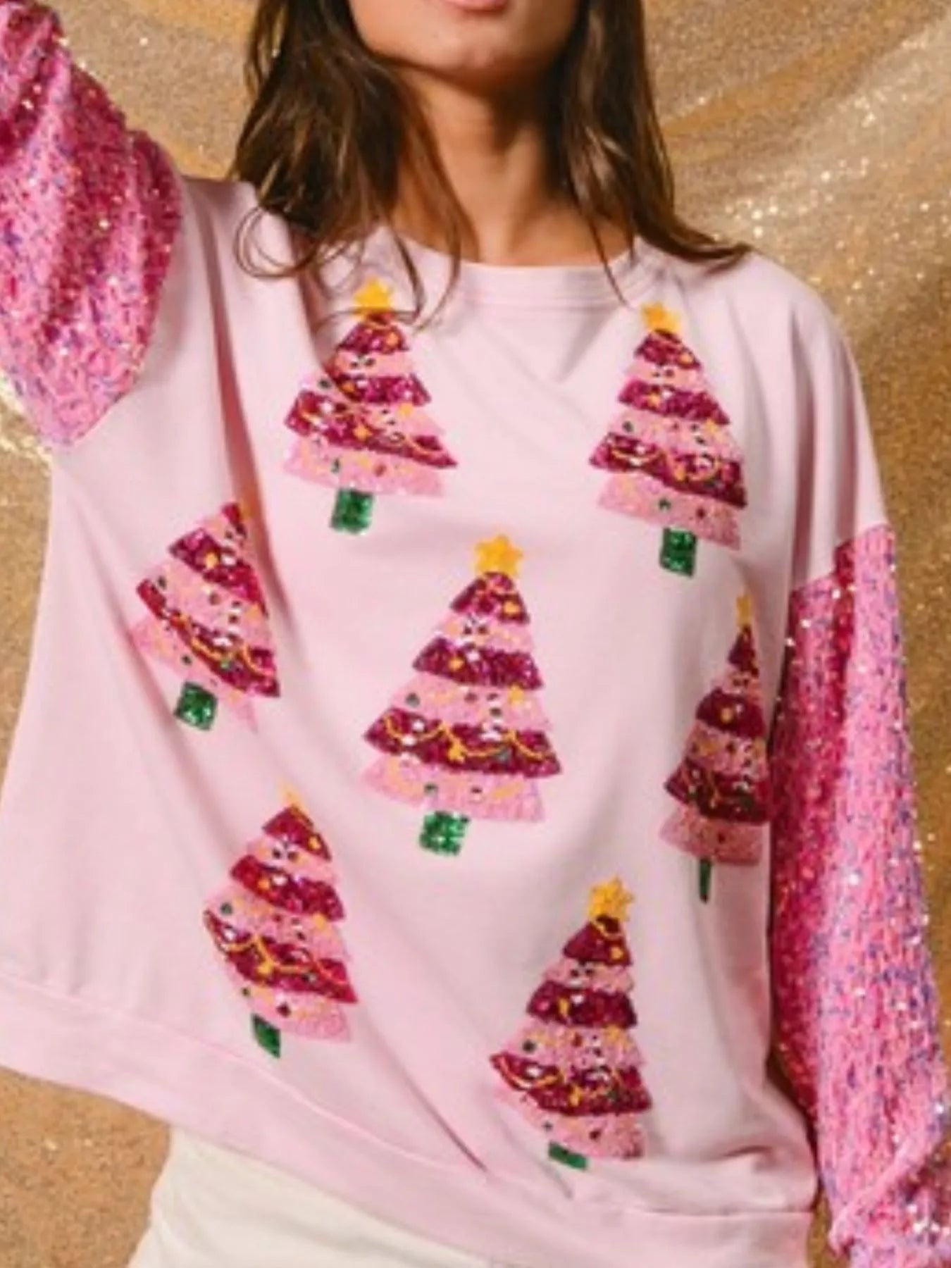 Christmas Theme Sequin Long Sleeve Sweatshirt - MAD RUFFI
