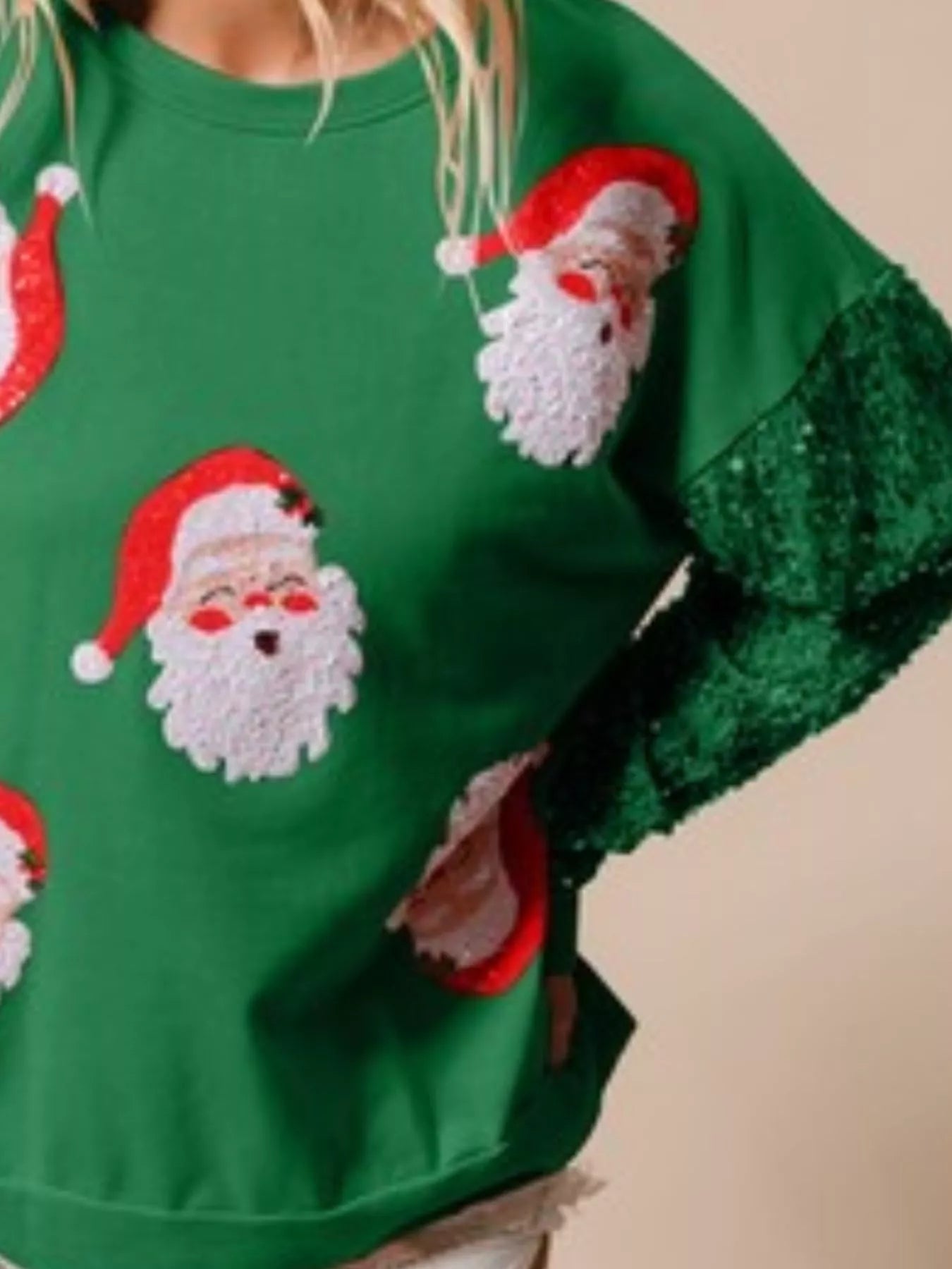 Christmas Theme Sequin Long Sleeve Sweatshirt - MAD RUFFI