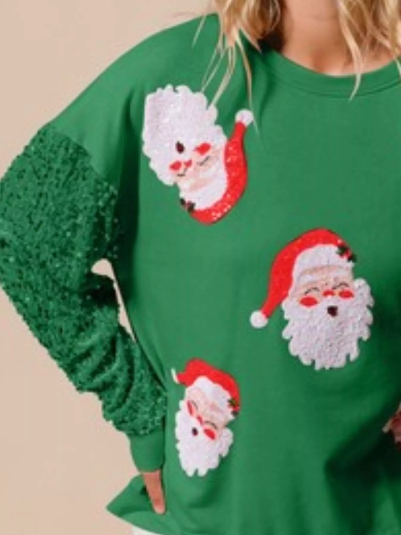 Christmas Theme Sequin Long Sleeve Sweatshirt - MAD RUFFI