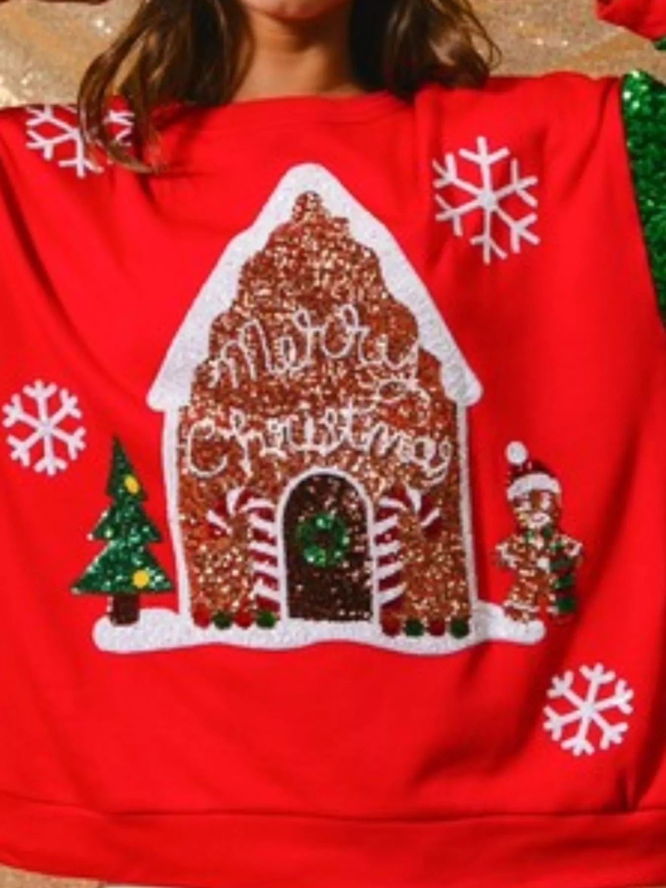 Christmas Theme Sequin Long Sleeve Sweatshirt - MAD RUFFI