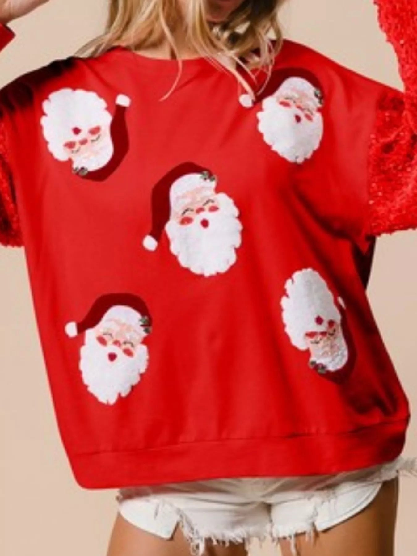 Christmas Theme Sequin Long Sleeve Sweatshirt - MAD RUFFI