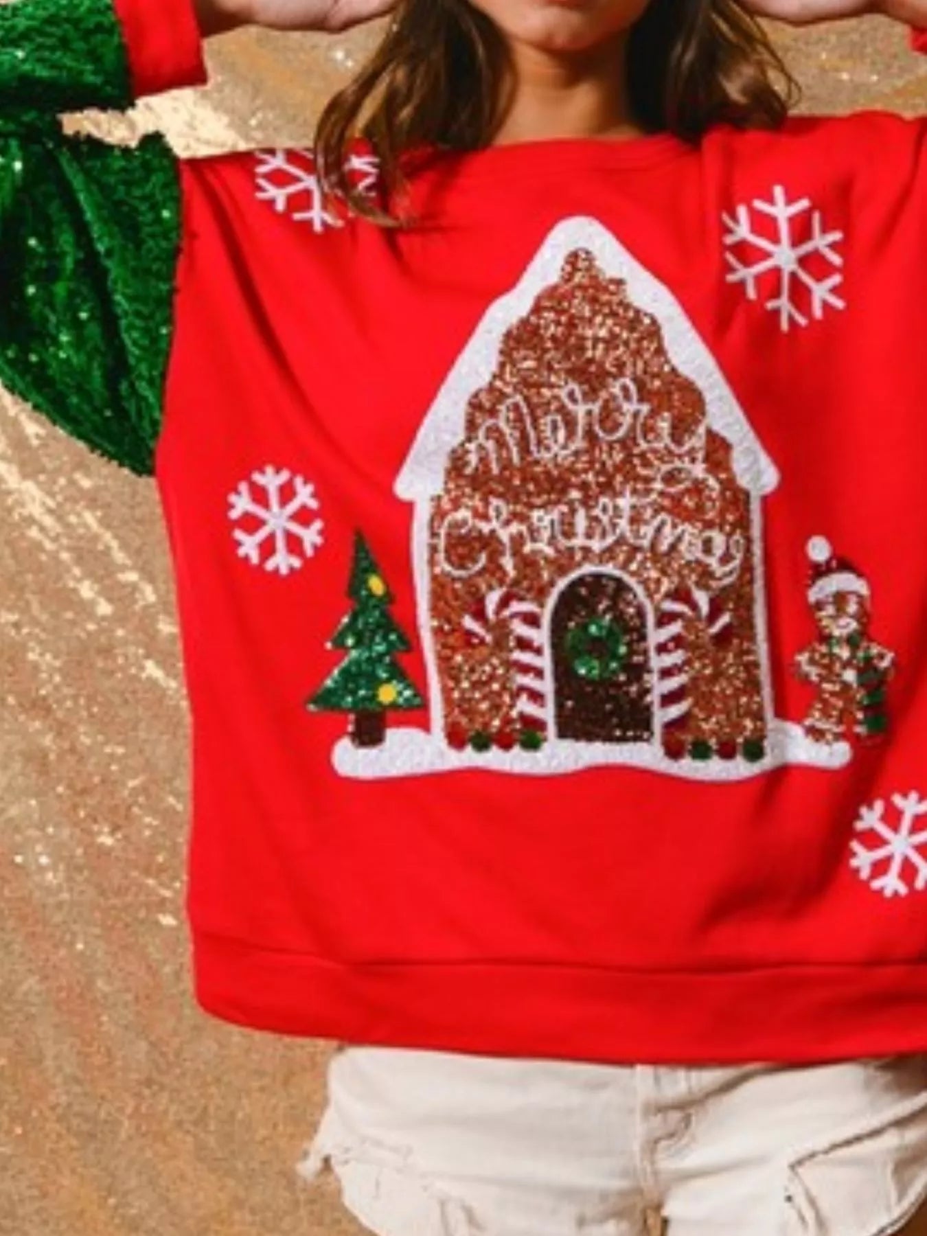 Christmas Theme Sequin Long Sleeve Sweatshirt - MAD RUFFI
