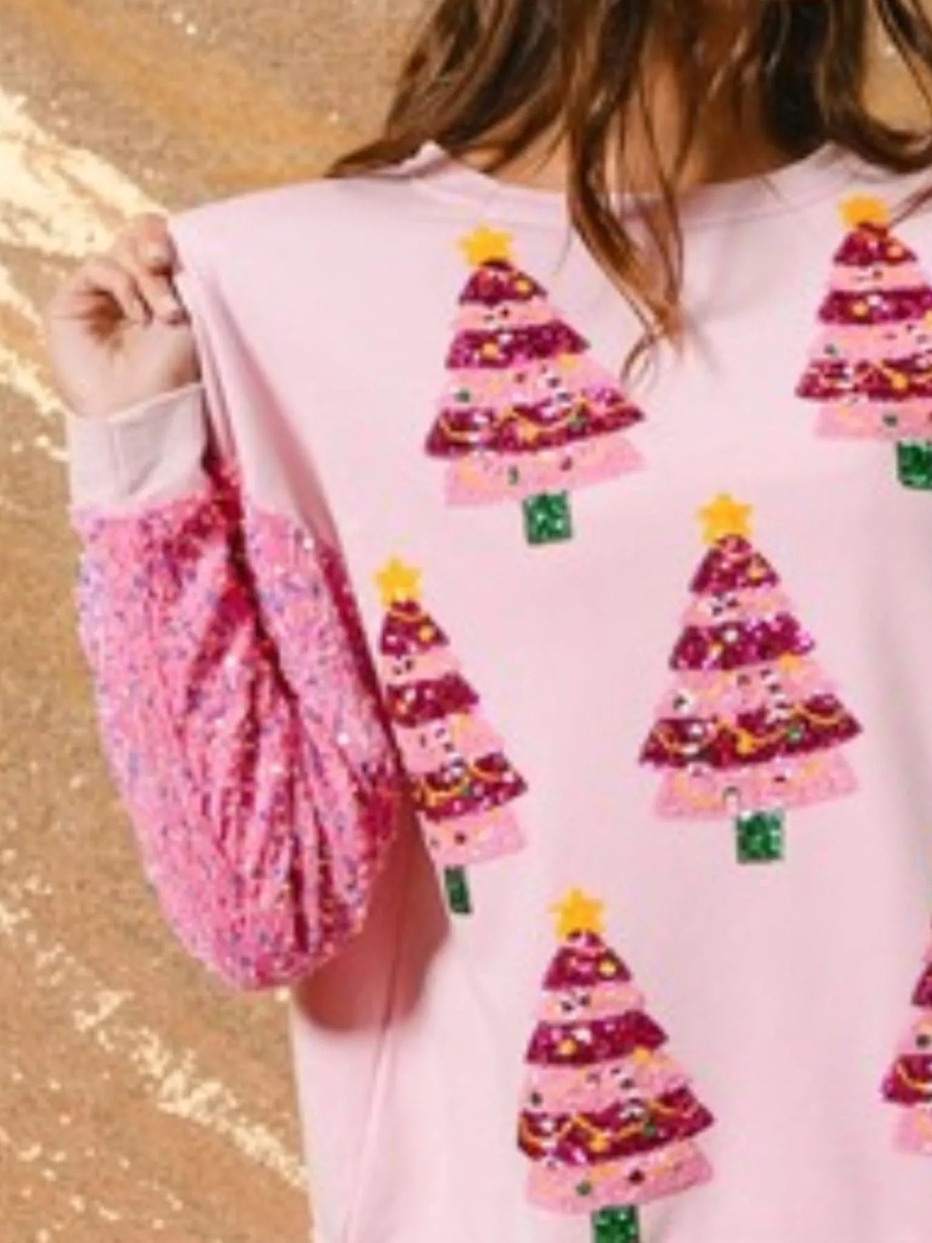 Christmas Theme Sequin Long Sleeve Sweatshirt - MAD RUFFI