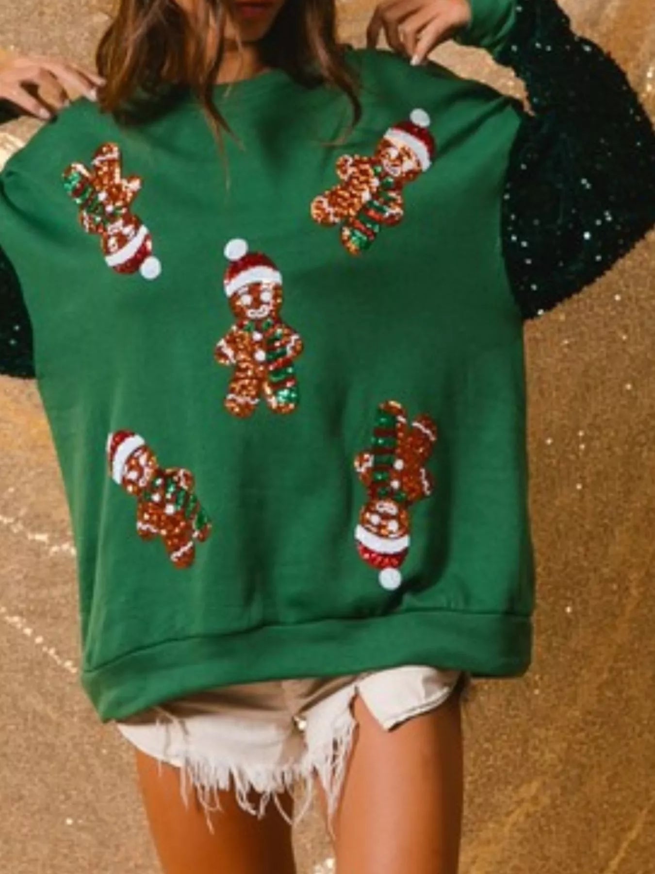 Christmas Theme Sequin Long Sleeve Sweatshirt - MAD RUFFI