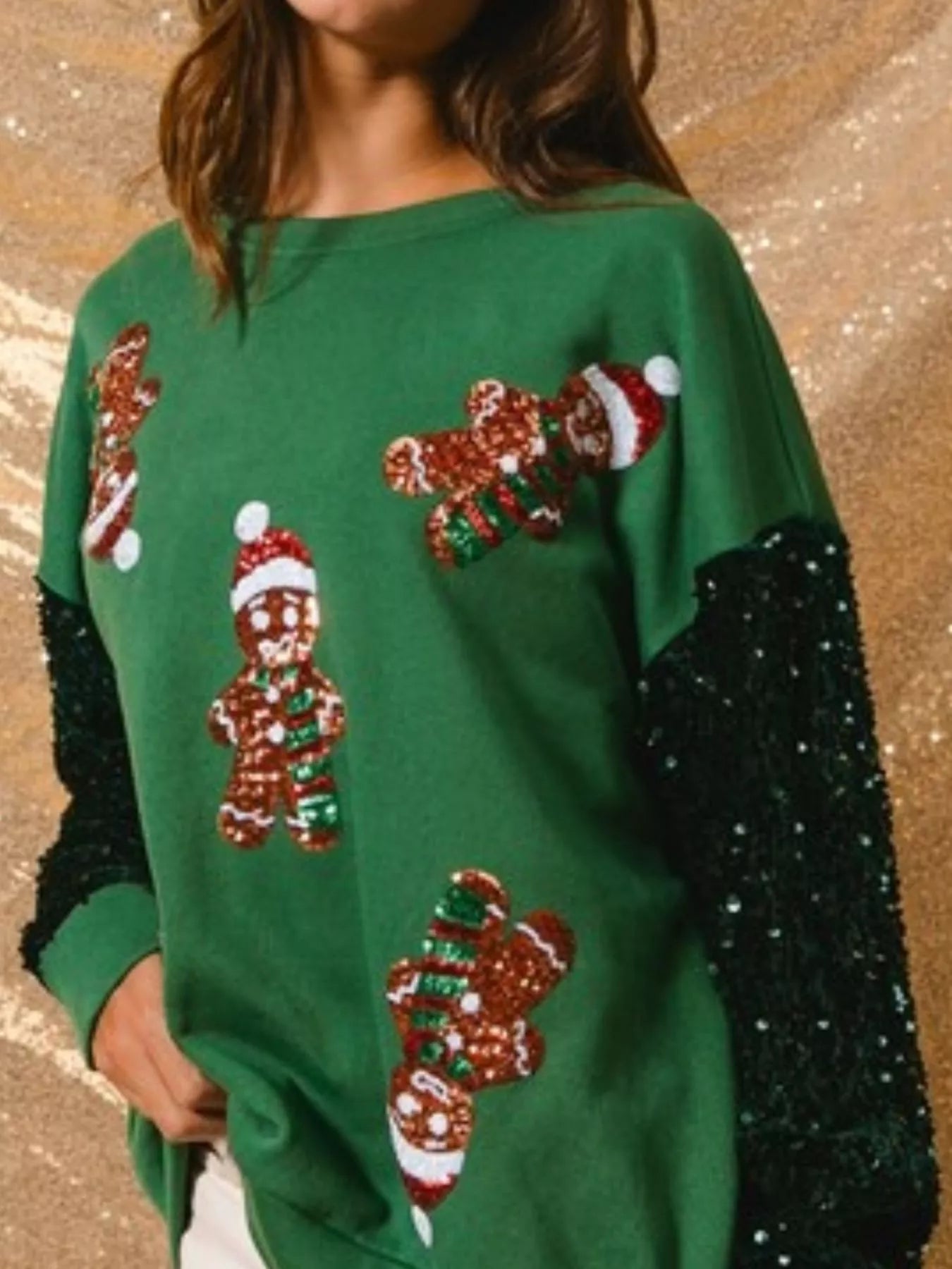 Christmas Theme Sequin Long Sleeve Sweatshirt - MAD RUFFI