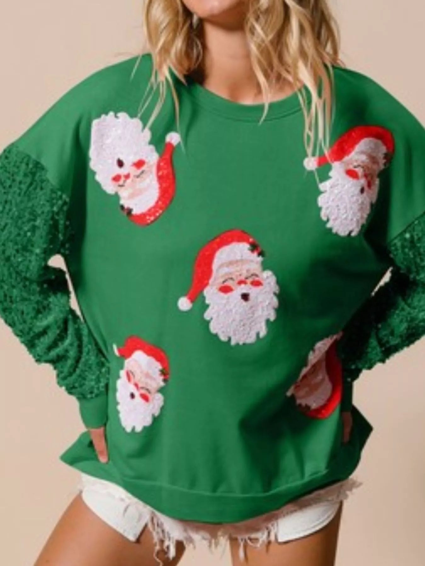 Christmas Theme Sequin Long Sleeve Sweatshirt - MAD RUFFI