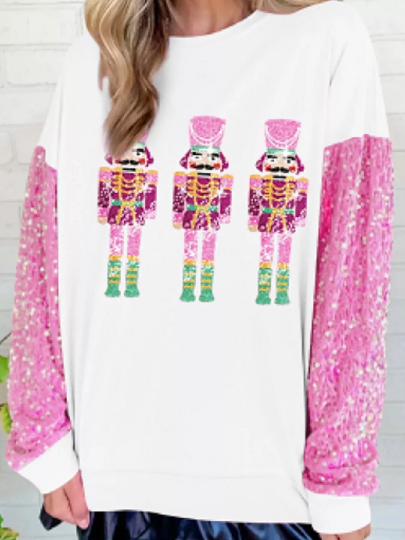 Christmas Theme Sequin Long Sleeve Sweatshirt - MAD RUFFI