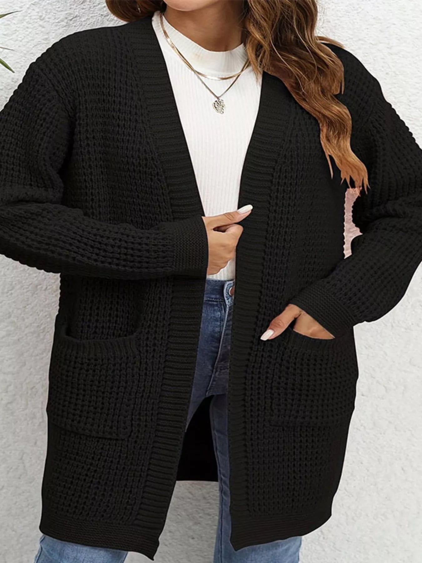 Chunky Knit Open Front Cardigan - MAD RUFFI