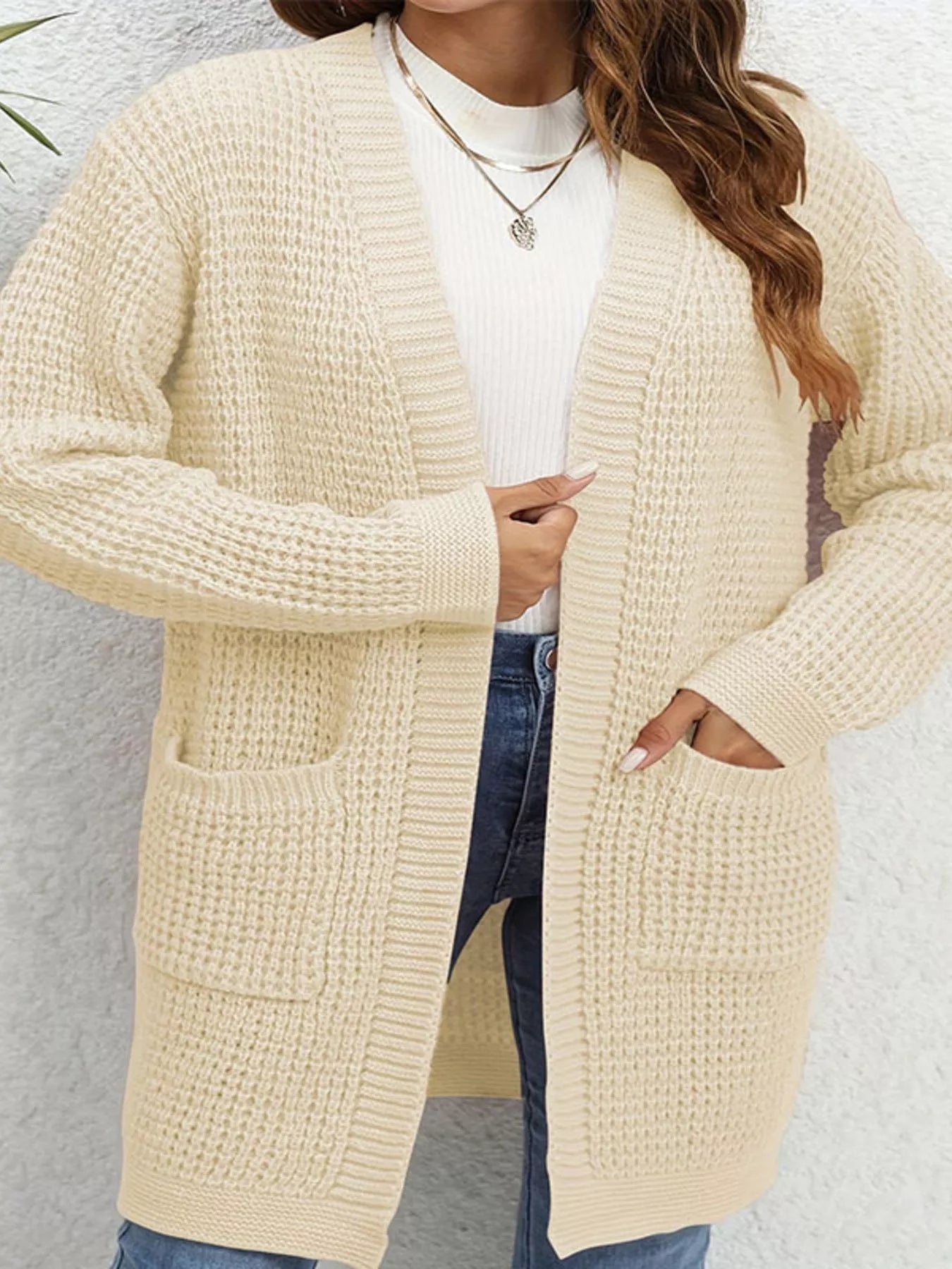 Chunky Knit Open Front Cardigan - MAD RUFFI