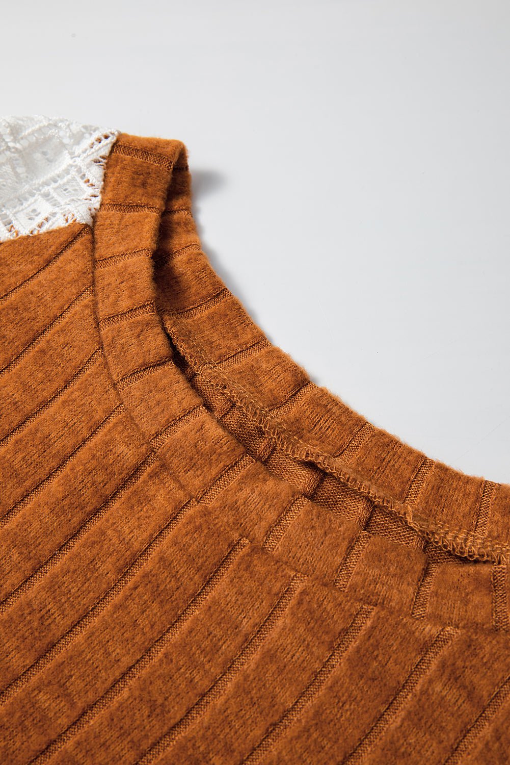 Cinnamon Floral Patchwork Raglan Sleeve Ribbed Top - MAD RUFFI