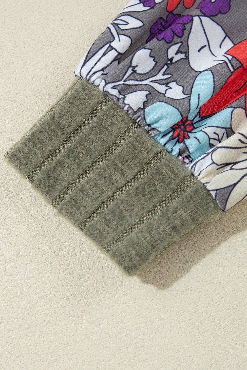 Cinnamon Floral Patchwork Raglan Sleeve Ribbed Top - MAD RUFFI