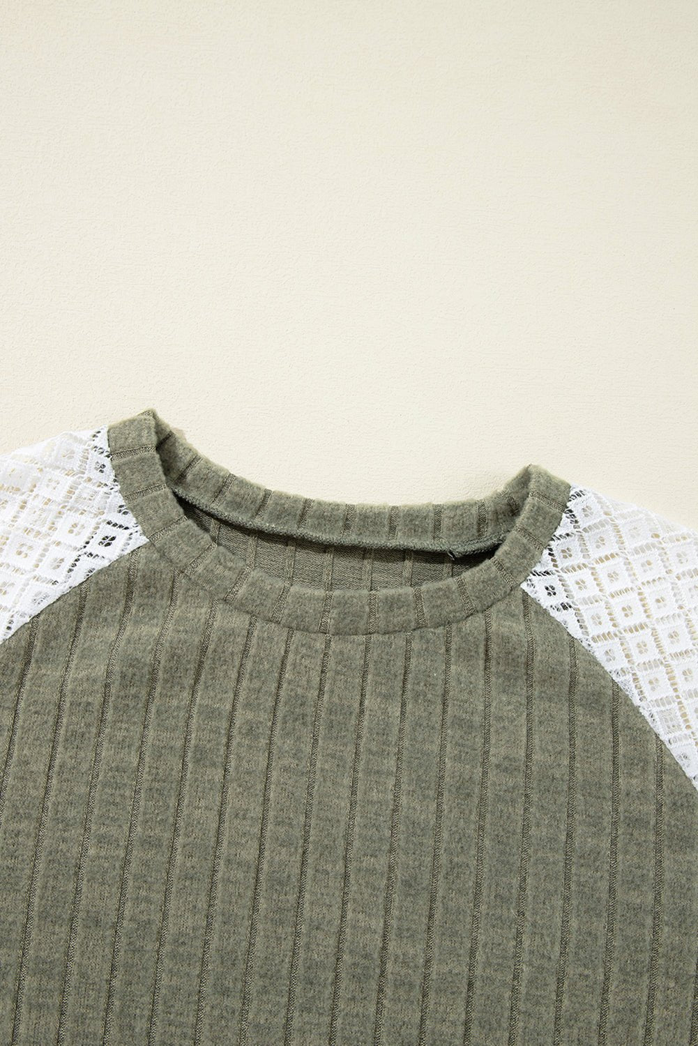 Cinnamon Floral Patchwork Raglan Sleeve Ribbed Top - MAD RUFFI