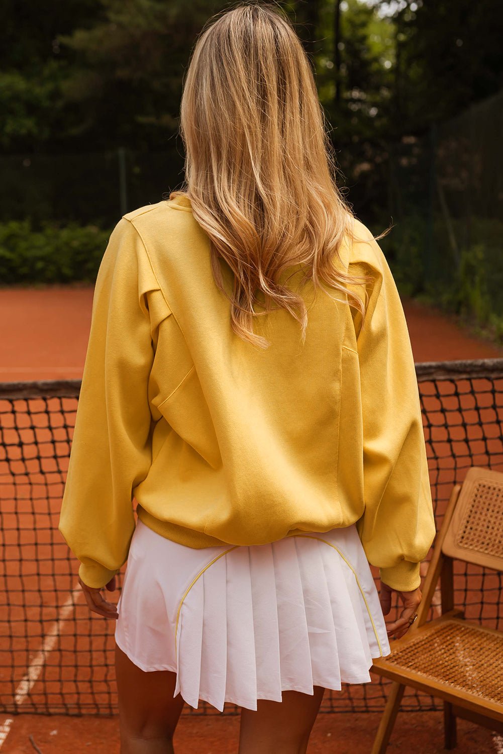 Citrus Balloon Sleeve Pullover Solid Color Sweatshirt - MAD RUFFI