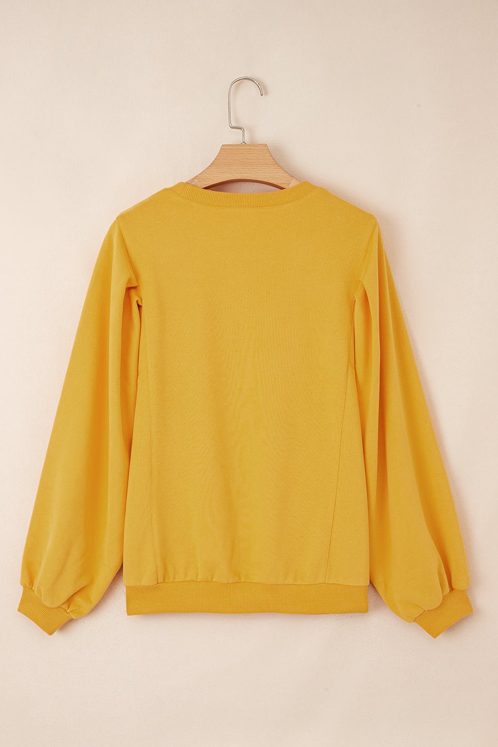 Citrus Balloon Sleeve Pullover Solid Color Sweatshirt - MAD RUFFI