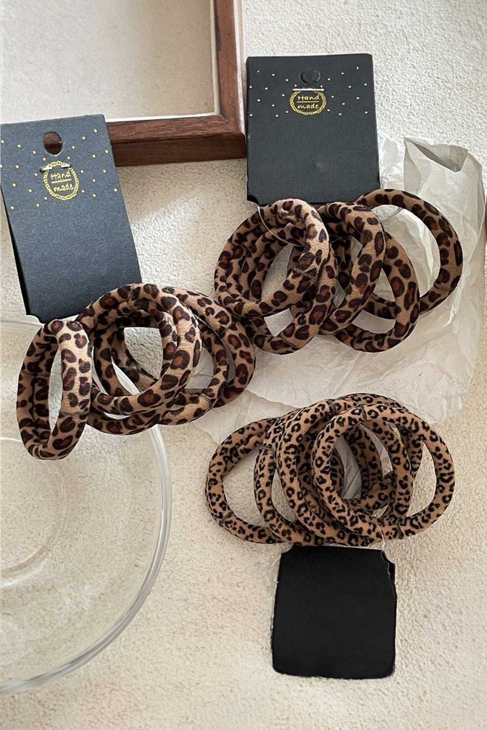 Coffee 5pcs Leopard Elastic Hair Tie Set - MAD RUFFI