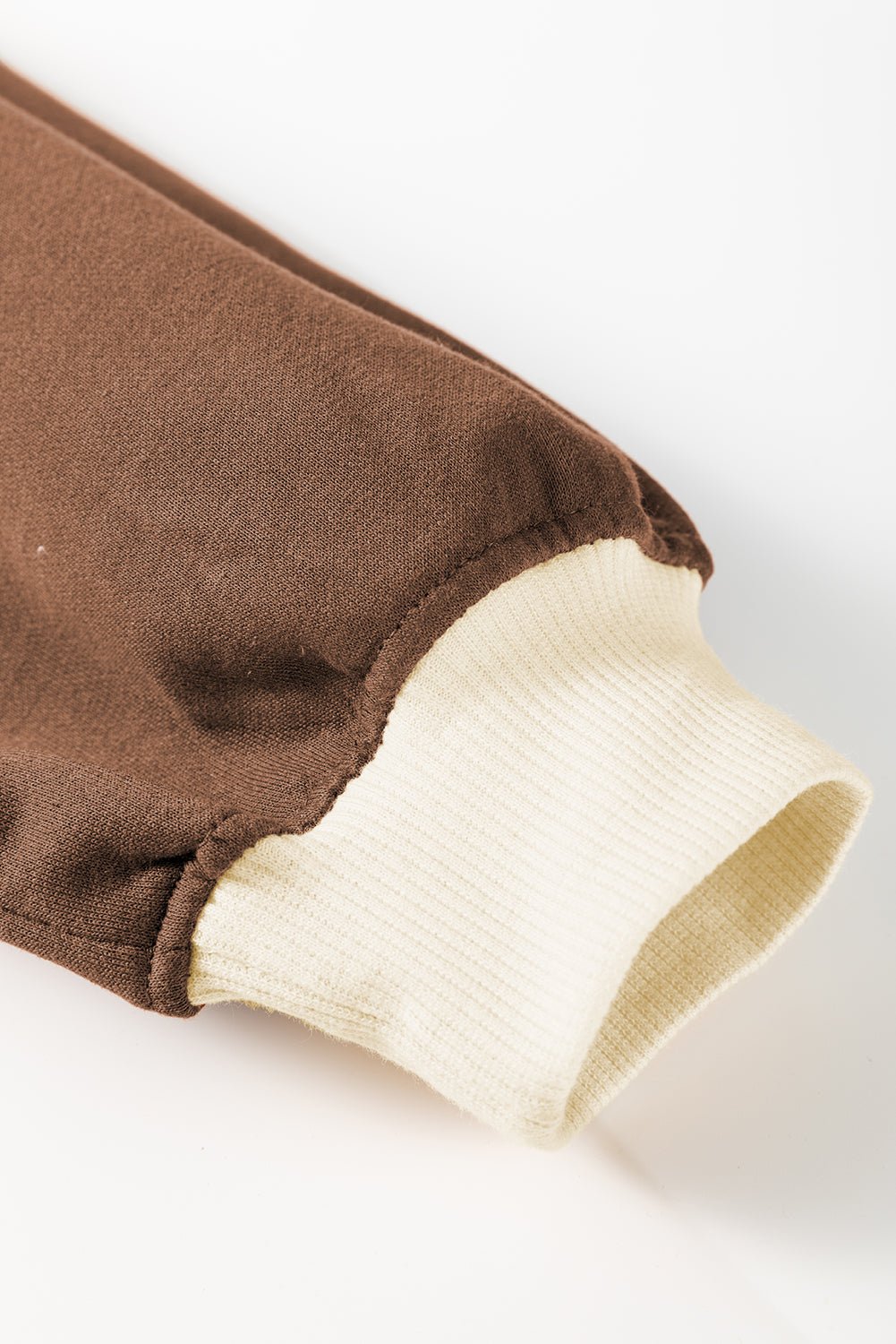 Coffee Contrast Trim Loose Pullover and Lace - up Waist Skort Set - MAD RUFFI