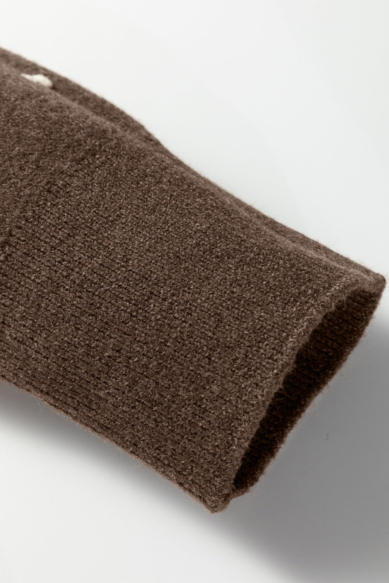 Coffee Dotted Print Ribbed Edge Knit Sweater - MAD RUFFI