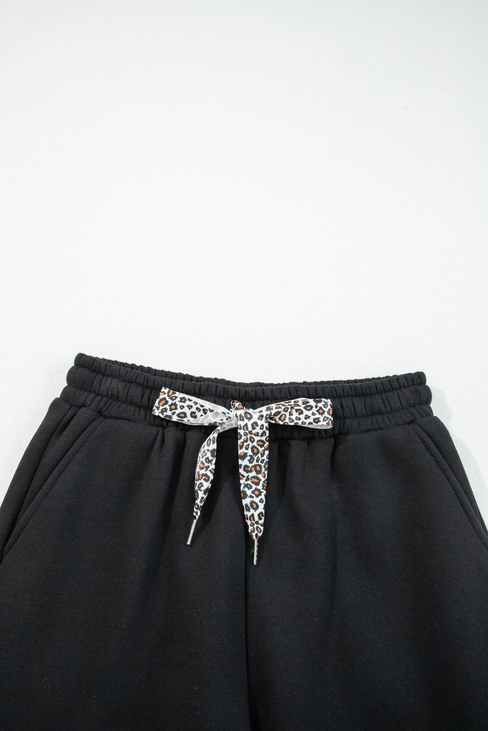 Coffee Leopard Drawstring Winter Fleece Pants - MAD RUFFI