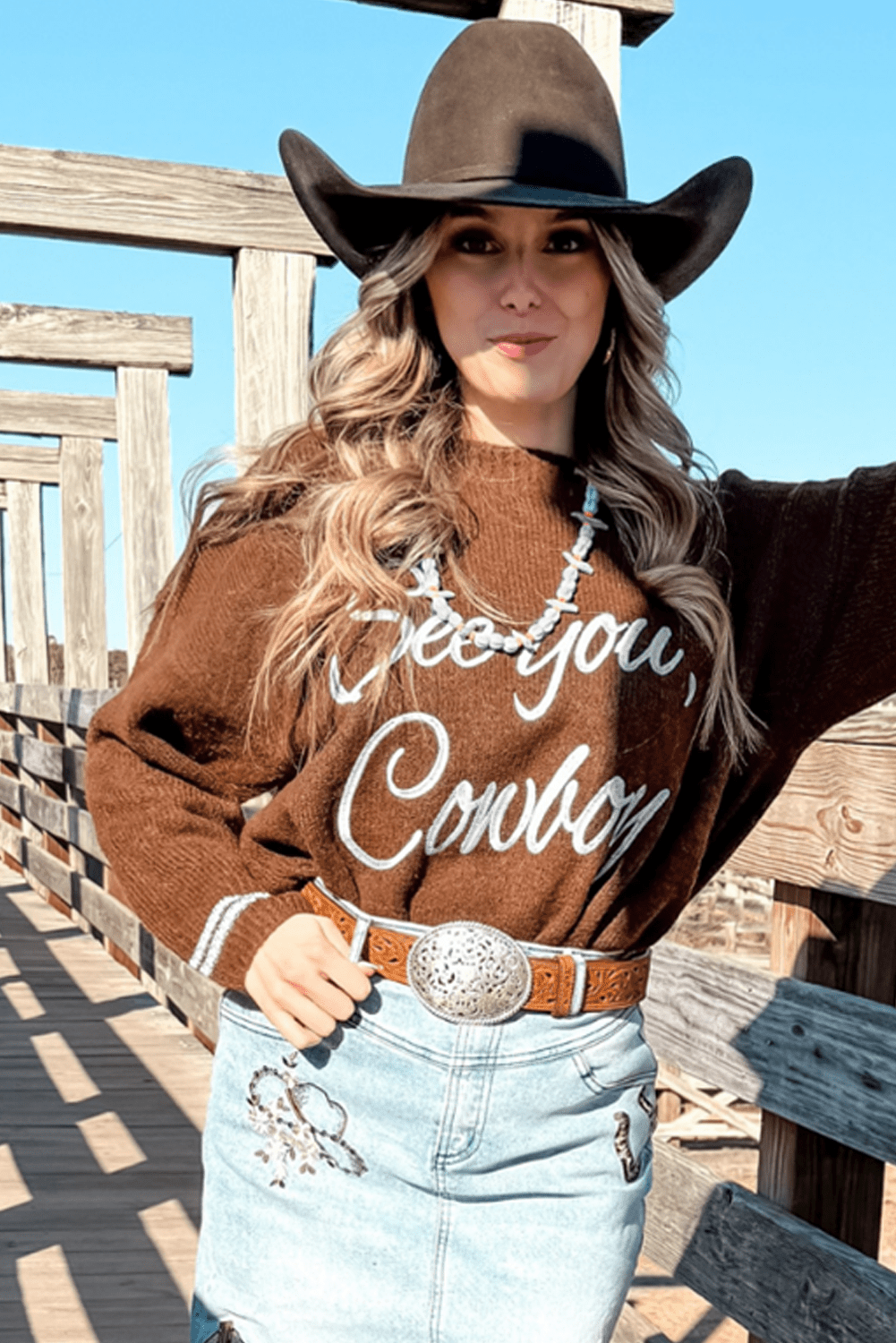 Coffee Letter Embroidered Graphic Sweater - MAD RUFFI
