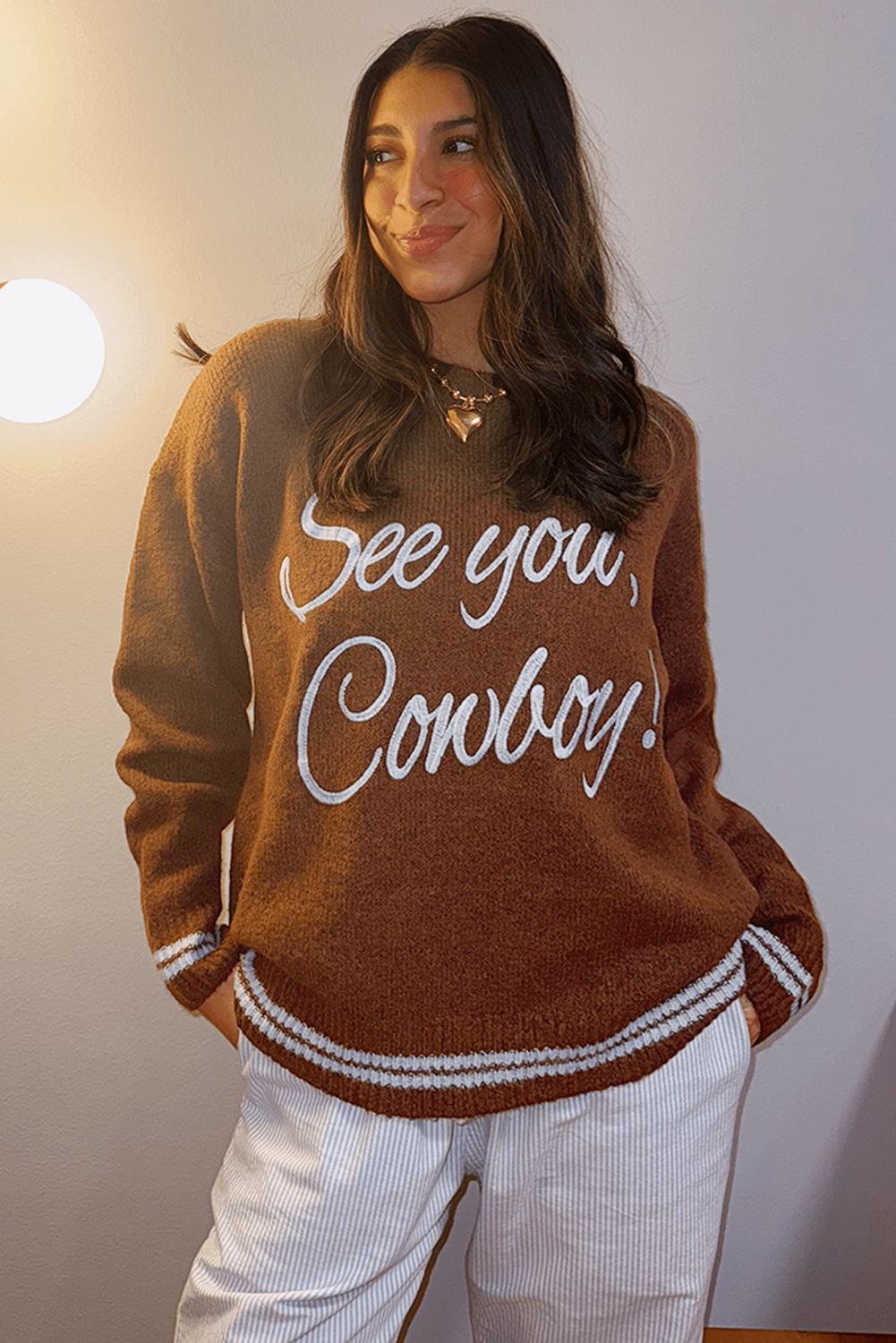 Coffee Letter Embroidered Graphic Sweater - MAD RUFFI