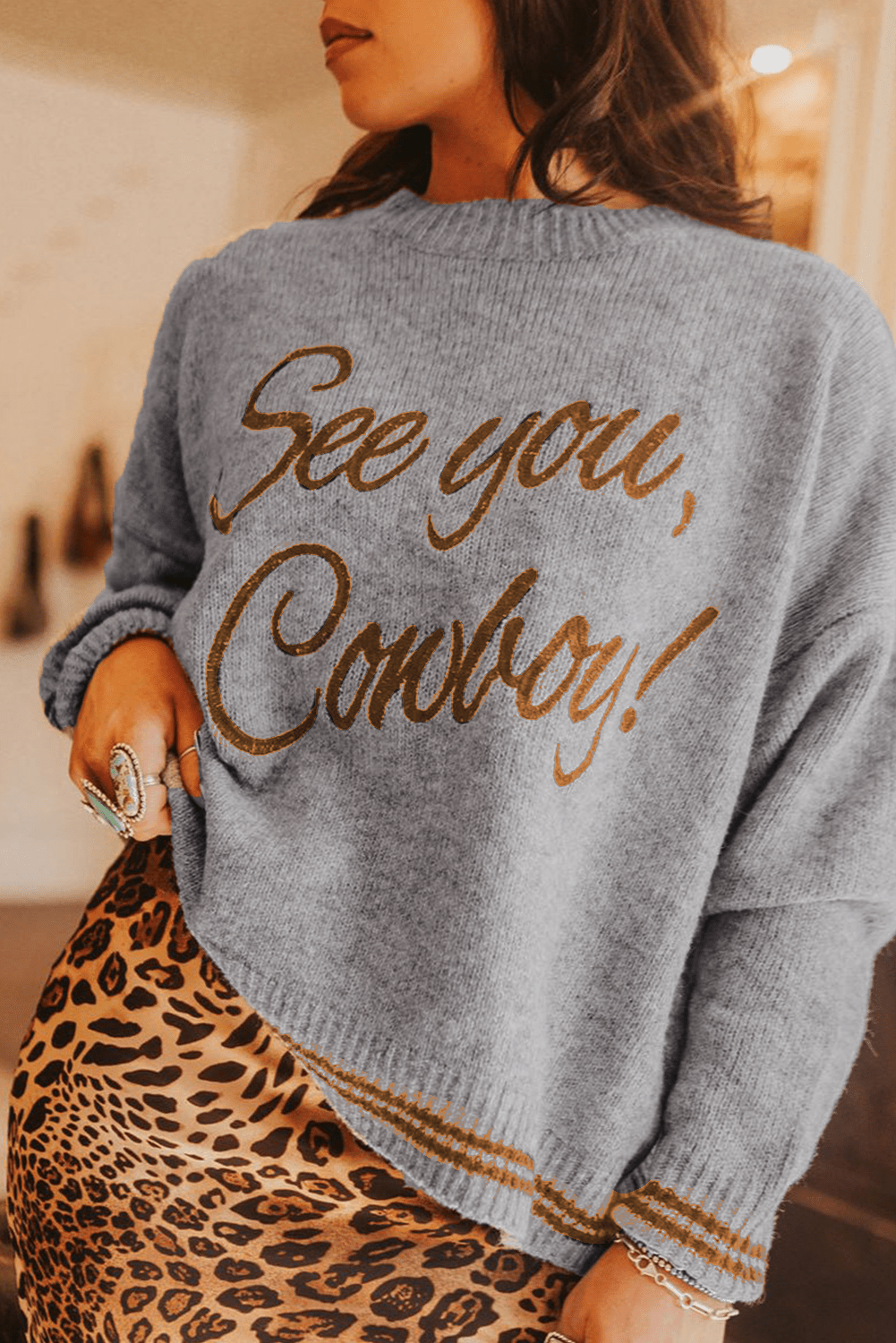Coffee Letter Embroidered Graphic Sweater - MAD RUFFI