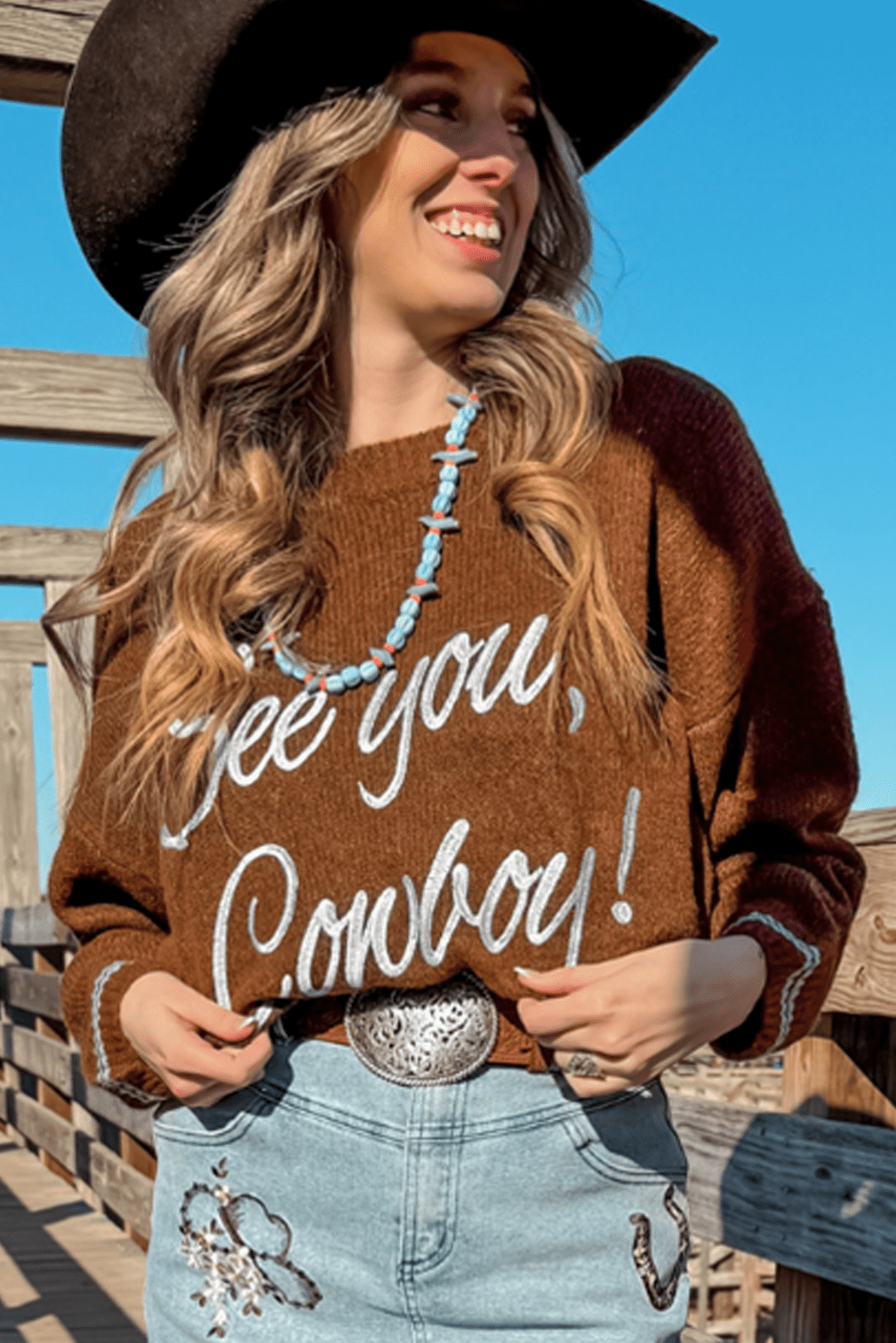 Coffee Letter Embroidered Graphic Sweater - MAD RUFFI