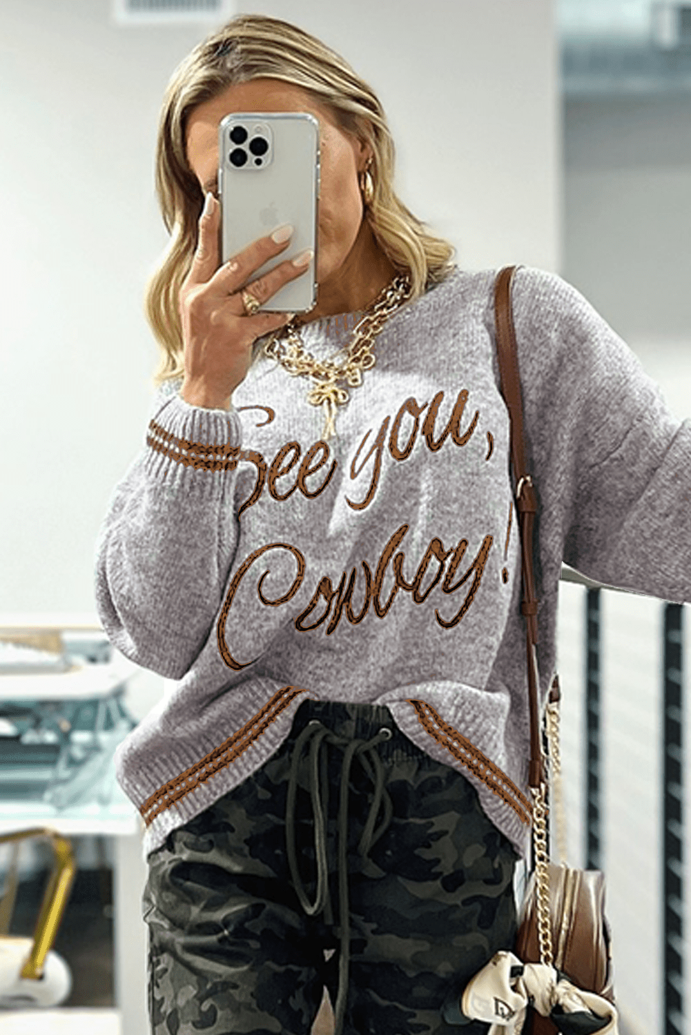 Coffee Letter Embroidered Graphic Sweater - MAD RUFFI