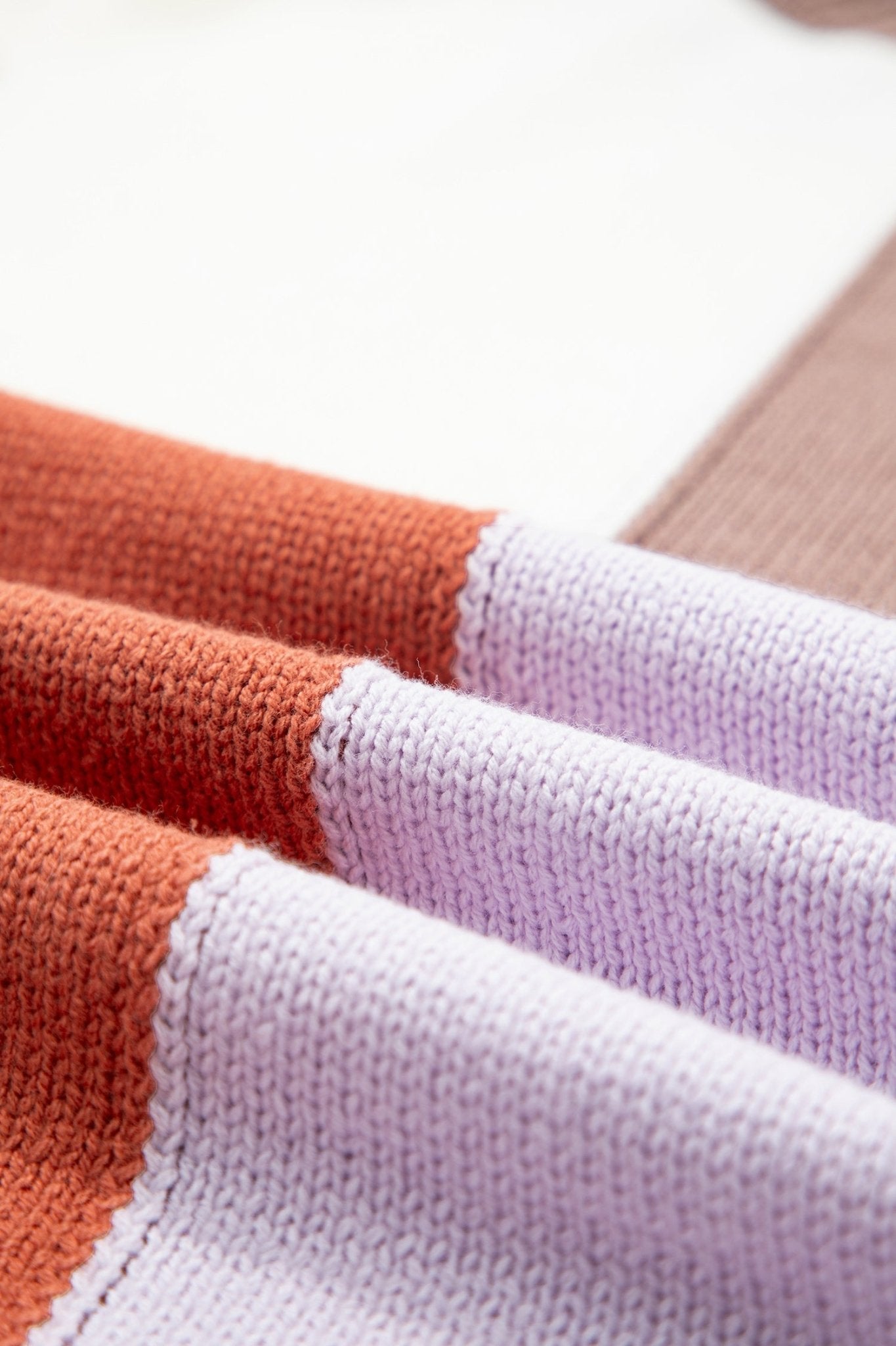 Coffee Mix Texture Colorblock Knit Baggy Sweater - MAD RUFFI