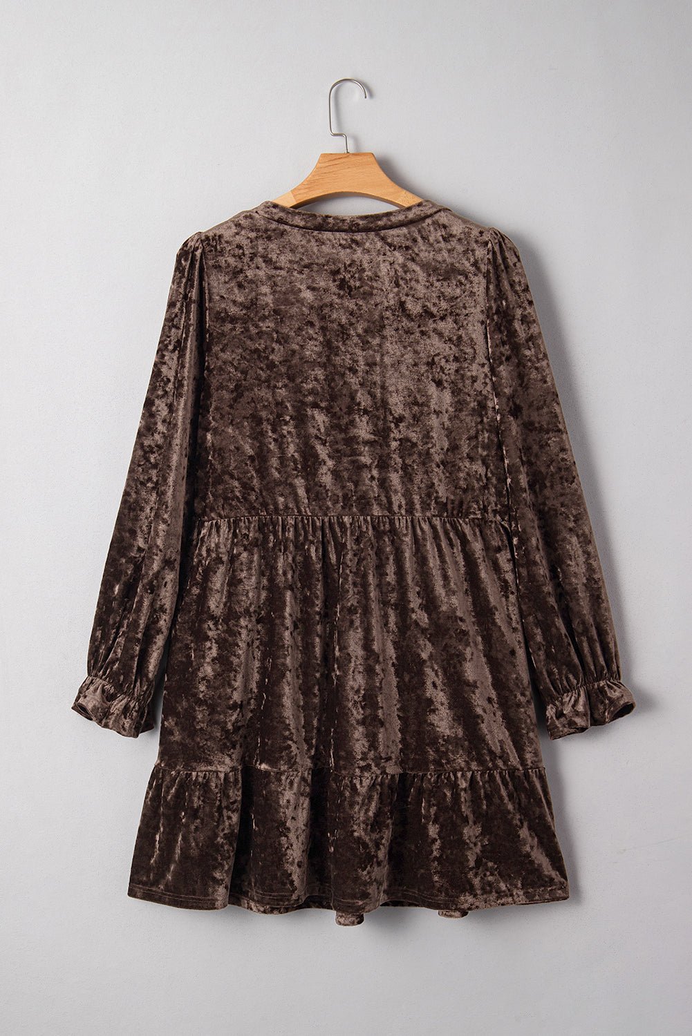 Coffee Plus Size Velvet Babydoll Mini Dress - MAD RUFFI