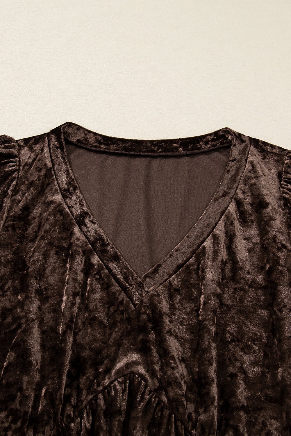 Coffee Plus Size Velvet Babydoll Mini Dress - MAD RUFFI