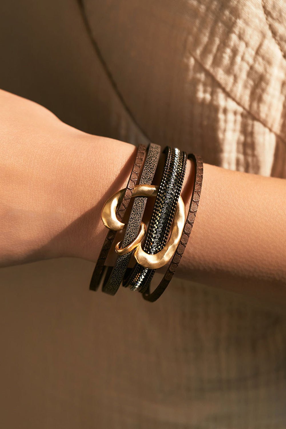 Coffee Retro Heart Pattern Multi - Layer Magnetic Buckle Bracelet - MAD RUFFI