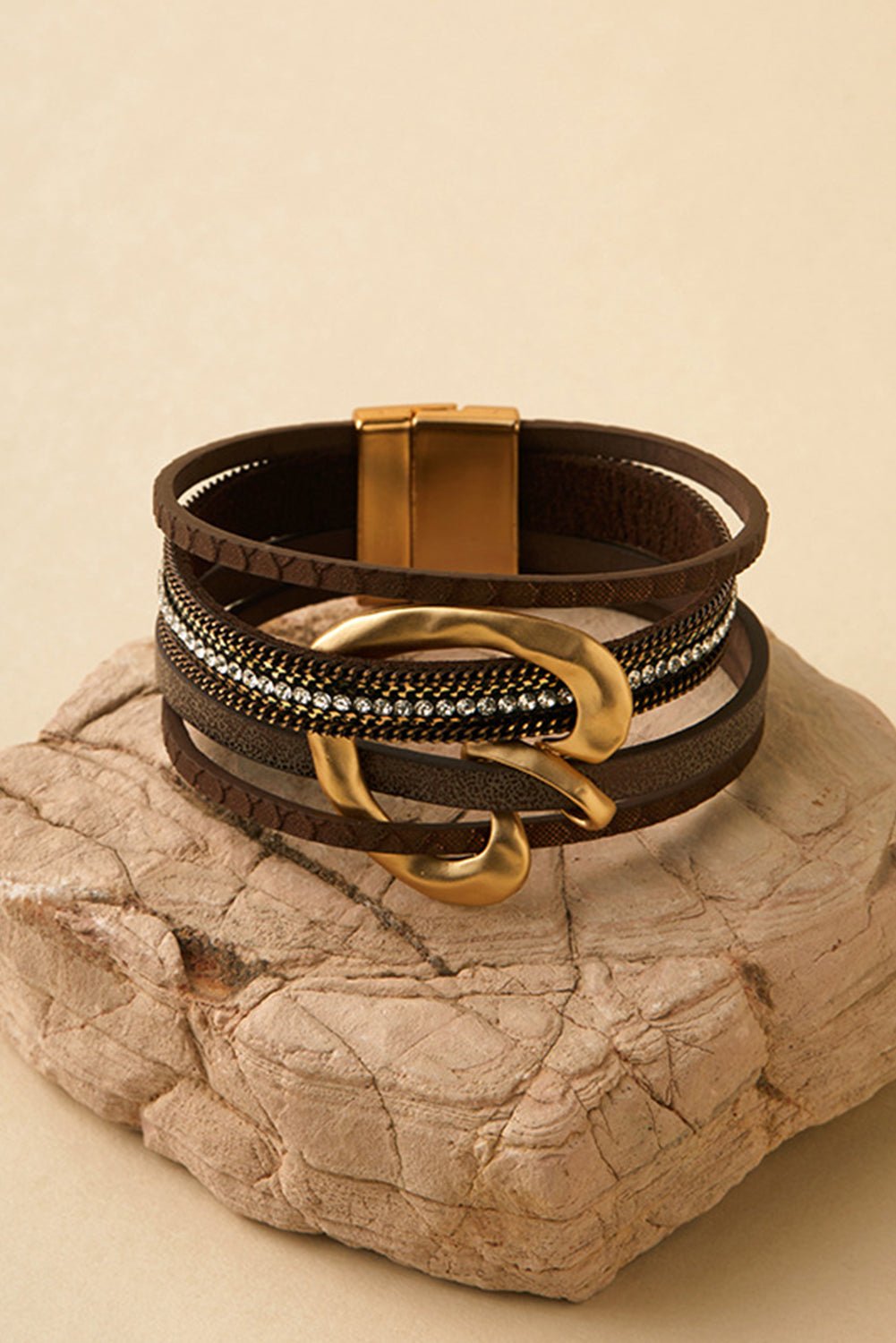 Coffee Retro Heart Pattern Multi - Layer Magnetic Buckle Bracelet - MAD RUFFI