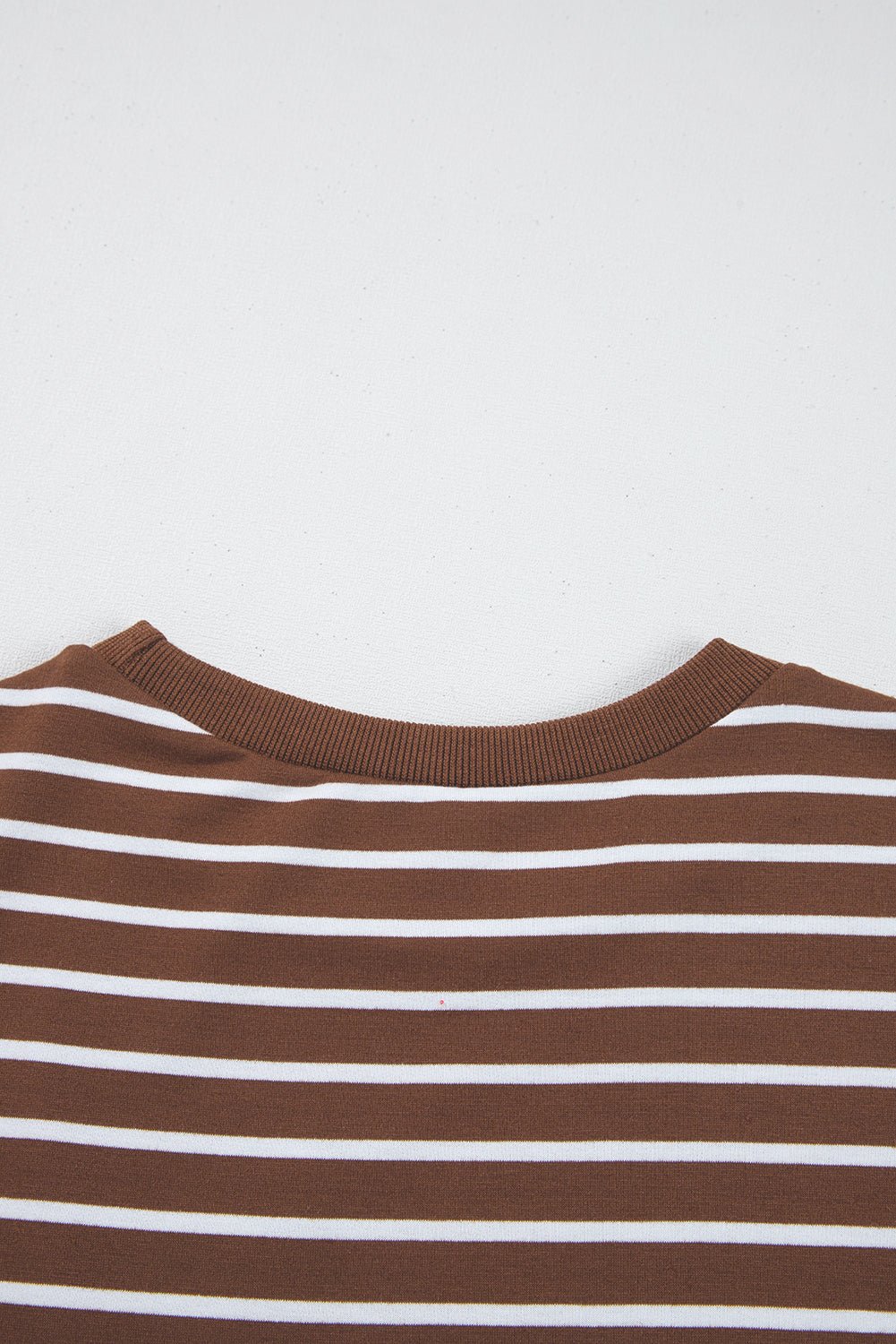 Coffee Striped Long Sleeve Round Neck Loose Fit Sweatshirt - MAD RUFFI