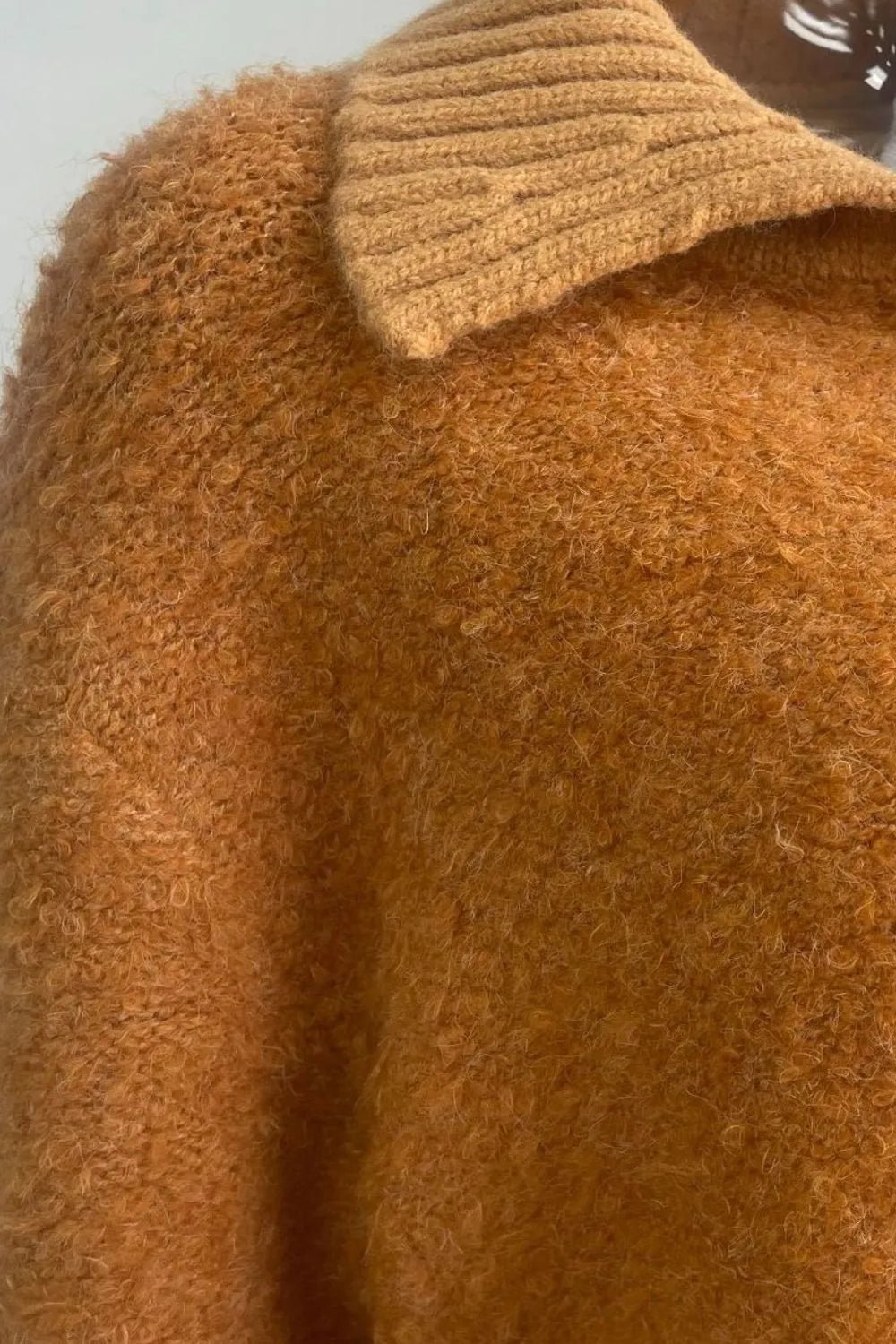 Collared Neck Button Down Long Sleeve Cardigan - MAD RUFFI