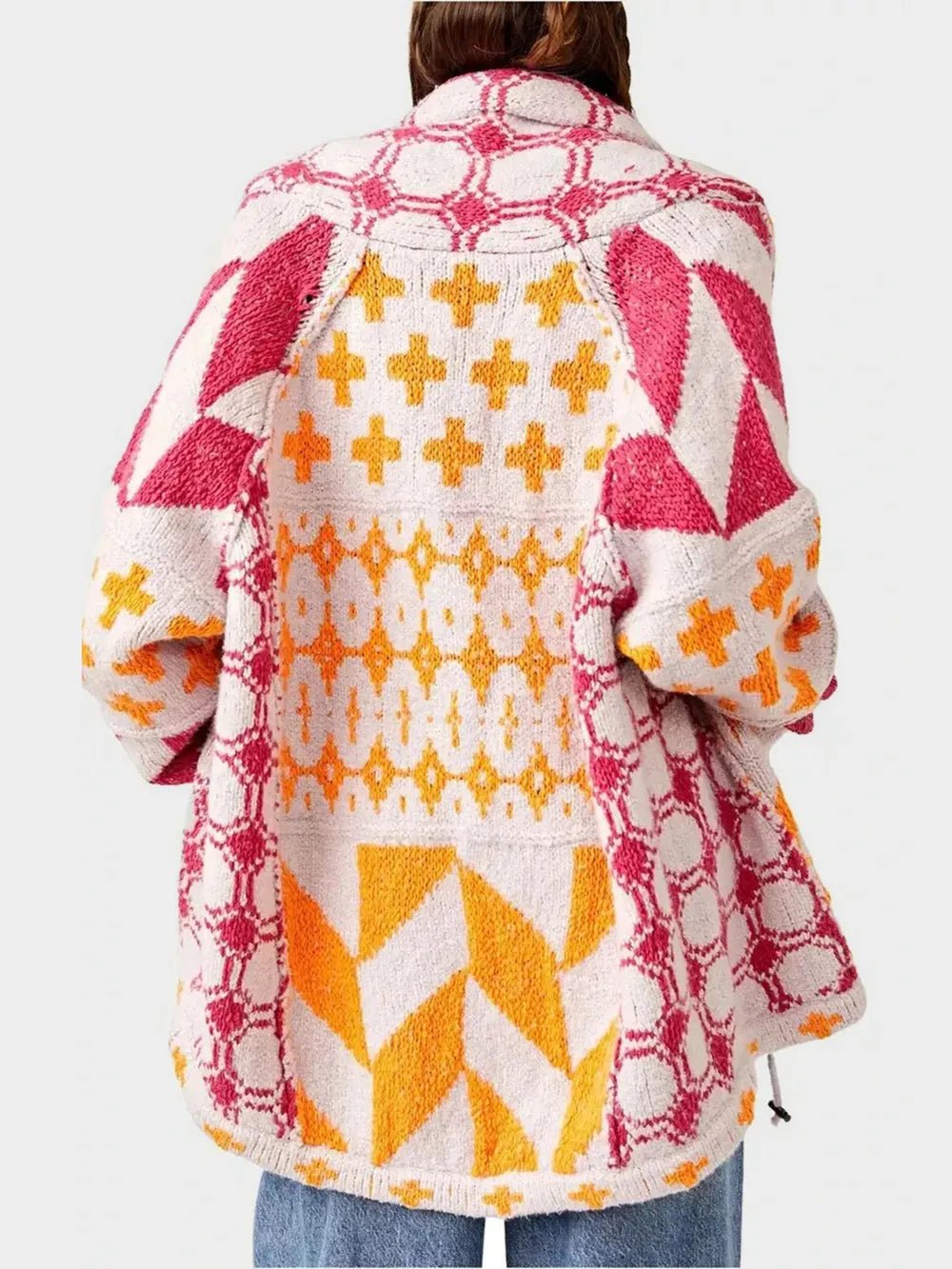 Collared Neck Long Sleeve Cardigan - MAD RUFFI