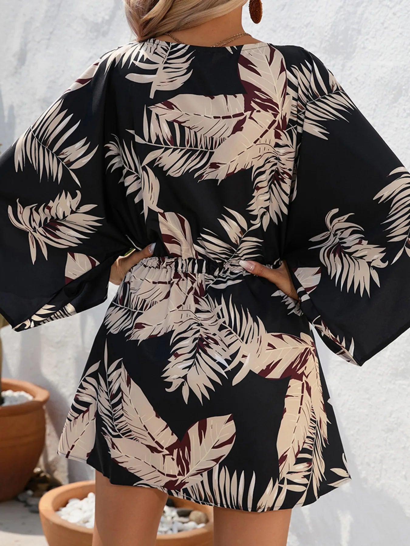 Color Block Drawstring Waist Button Up Dress - MAD RUFFI