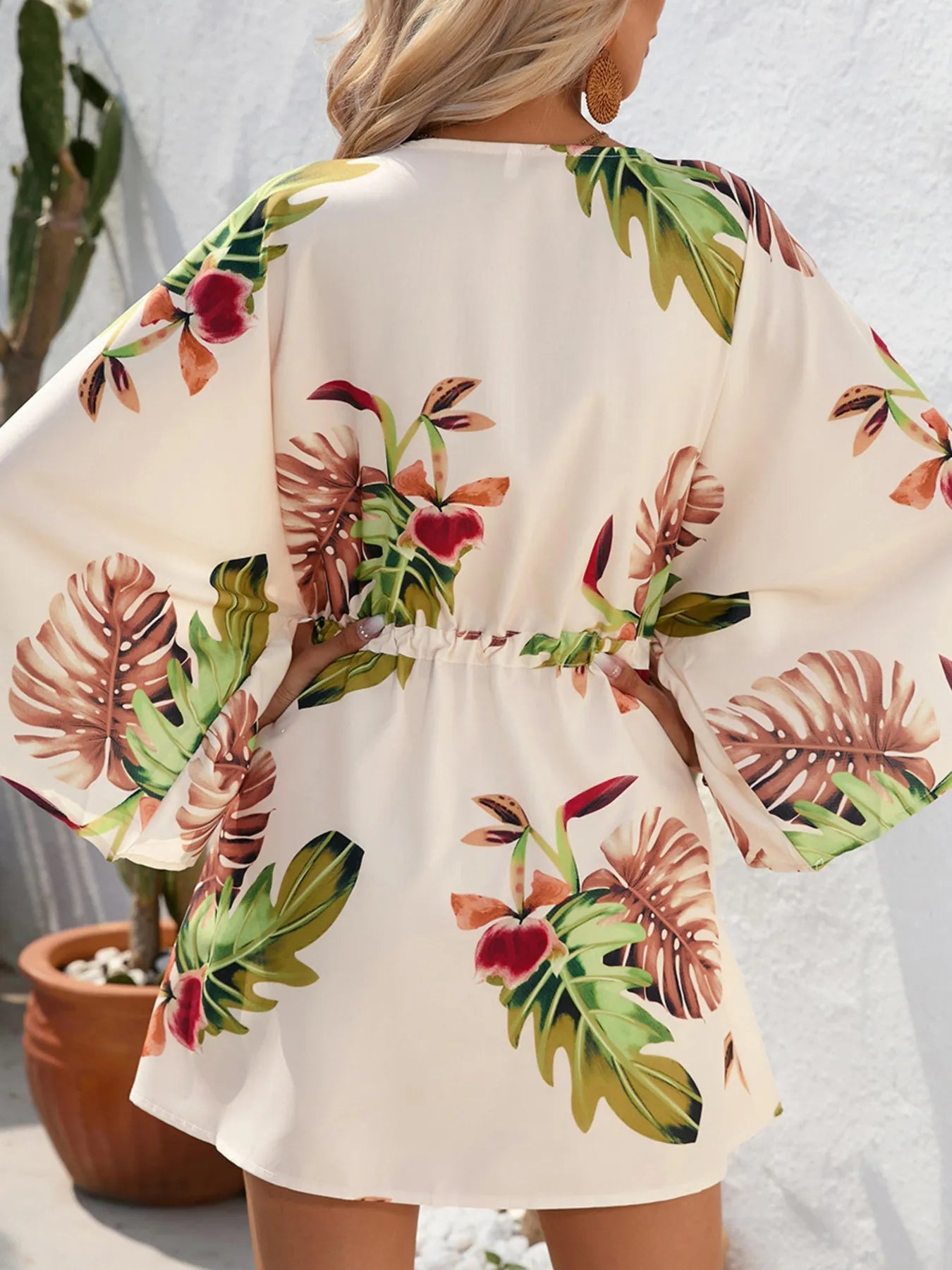 Color Block Drawstring Waist Button Up Dress - MAD RUFFI