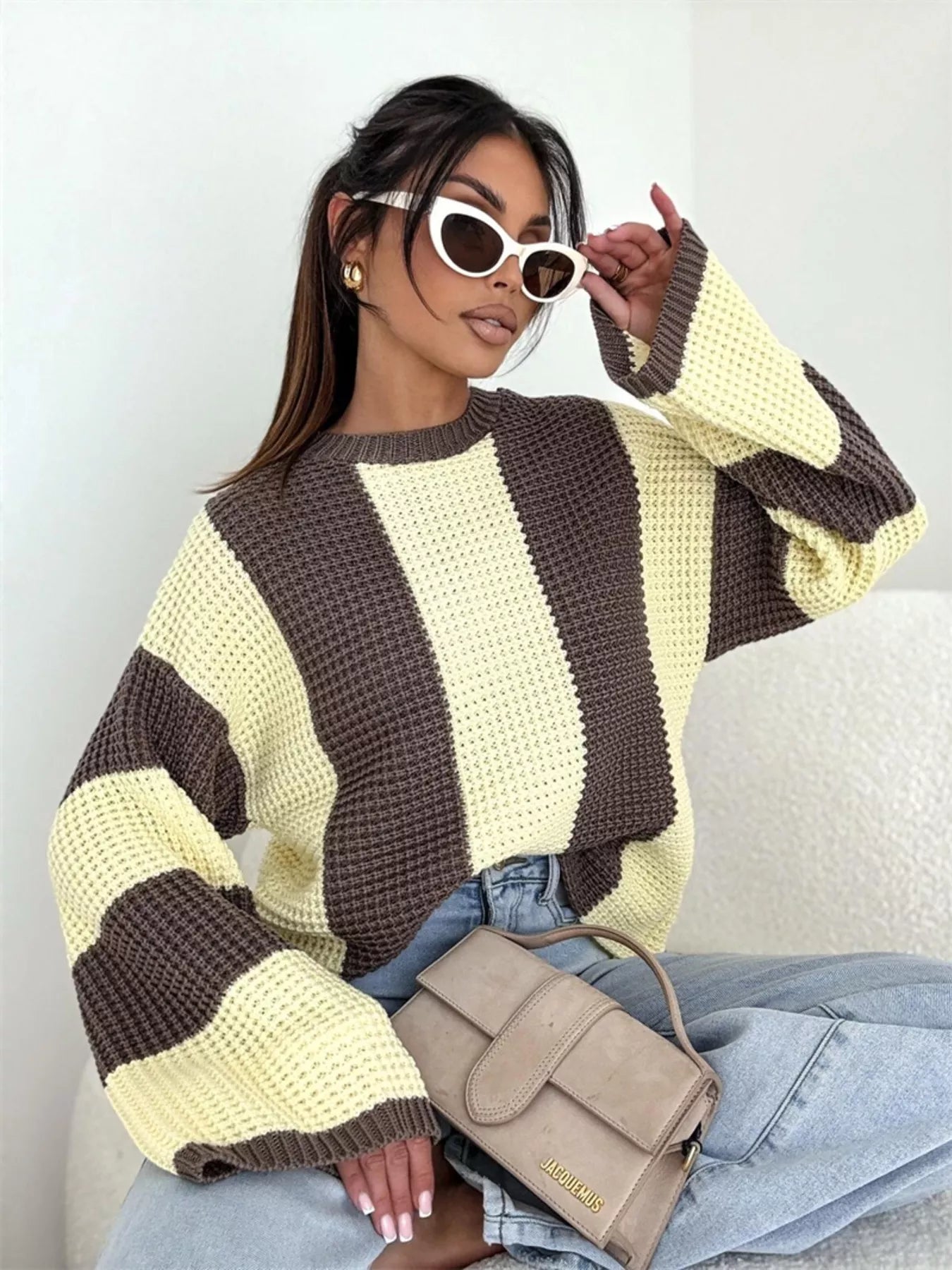 Color Block Long Sleeve Sweater - MAD RUFFI