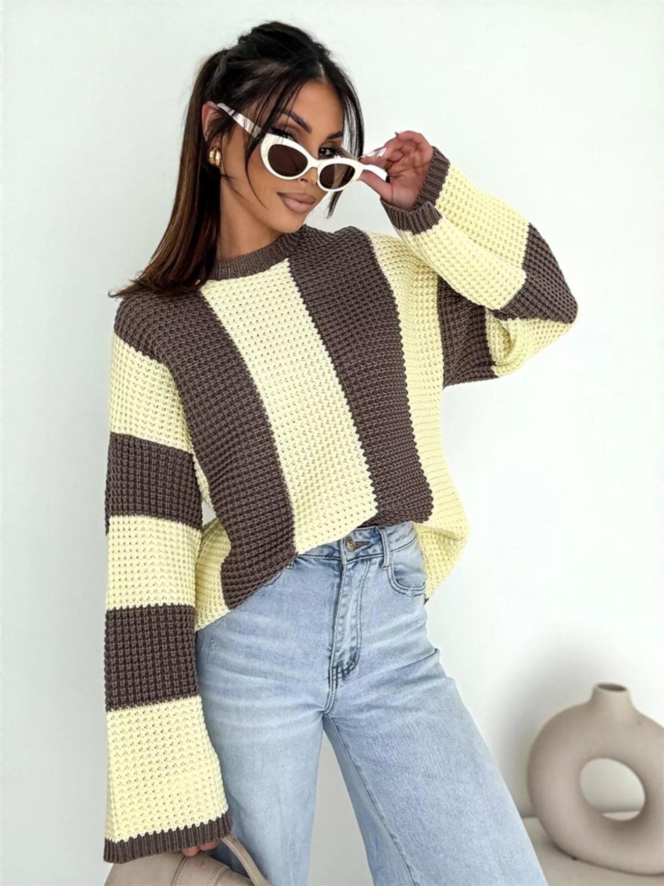 Color Block Long Sleeve Sweater - MAD RUFFI