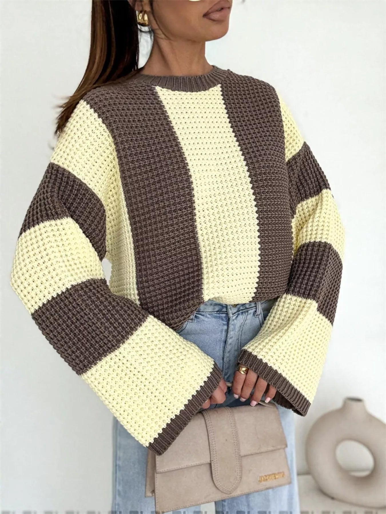 Color Block Long Sleeve Sweater - MAD RUFFI